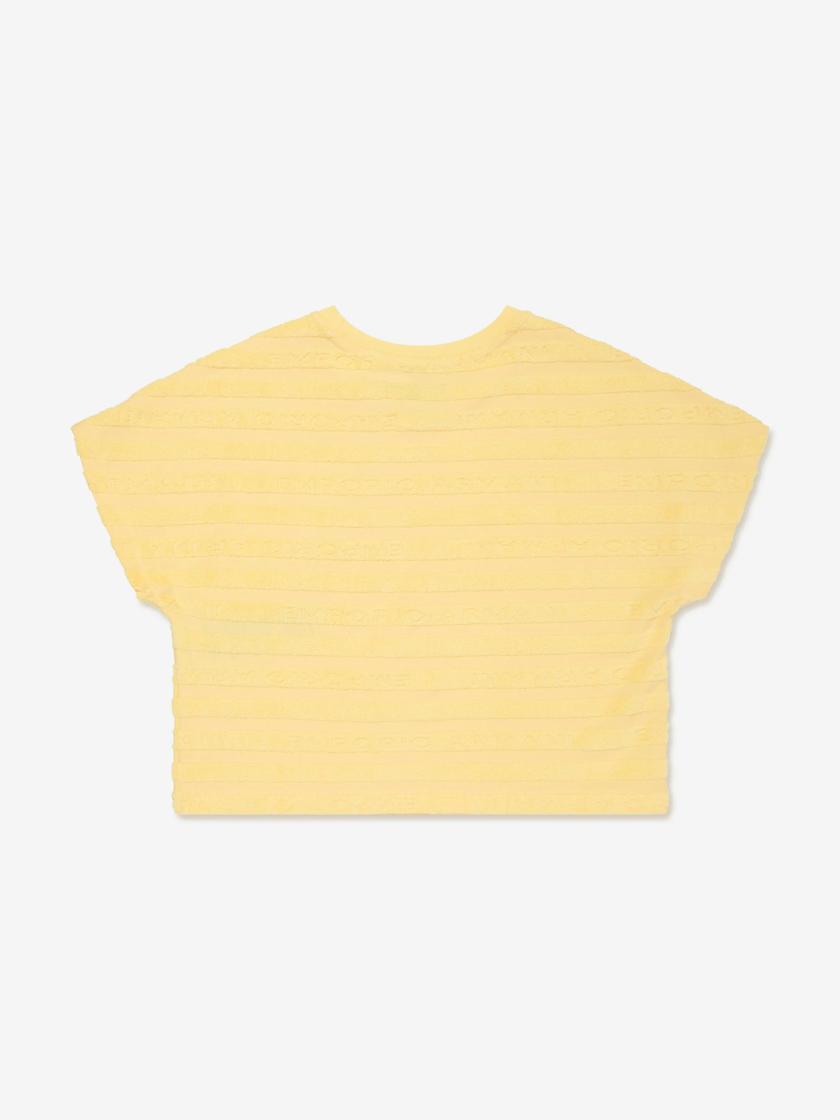Emporio Armani Mädchen Gestreiftes Logo T-Shirt in Gelb