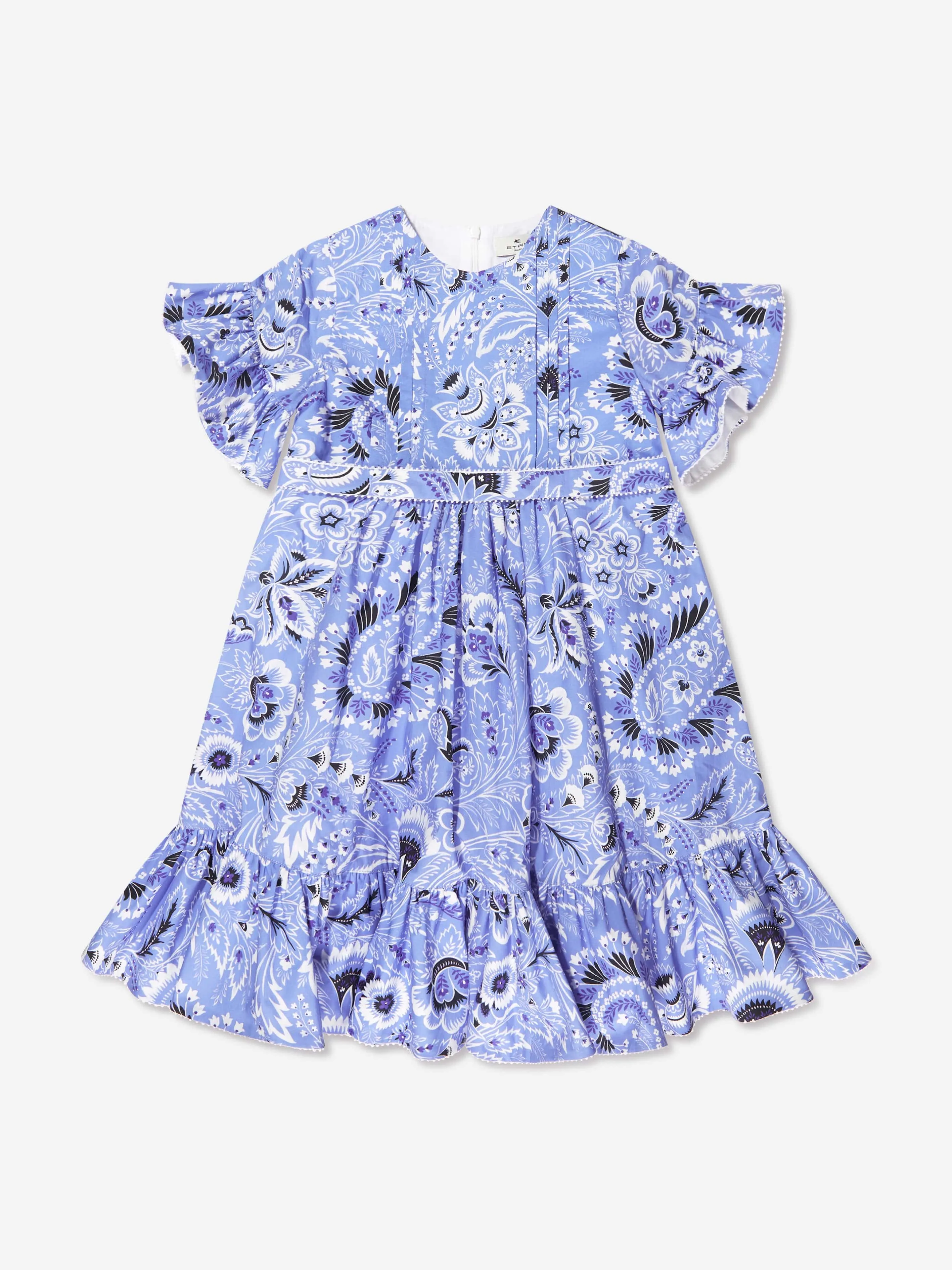 Etro Mädchen Blumen-Paisley-Kleid in Blau
