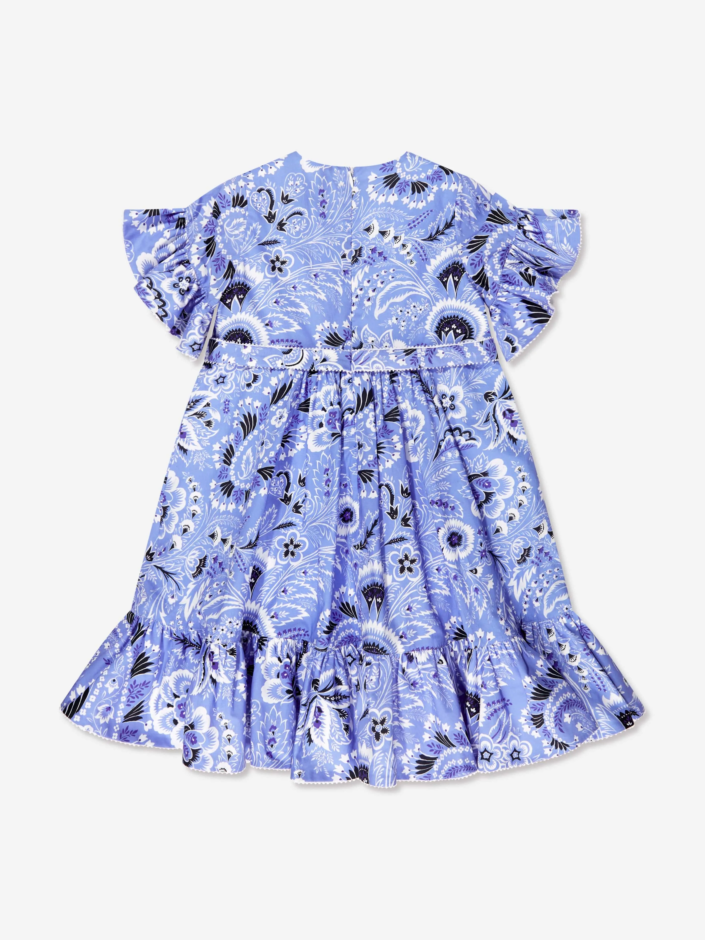 Etro Mädchen Blumen-Paisley-Kleid in Blau