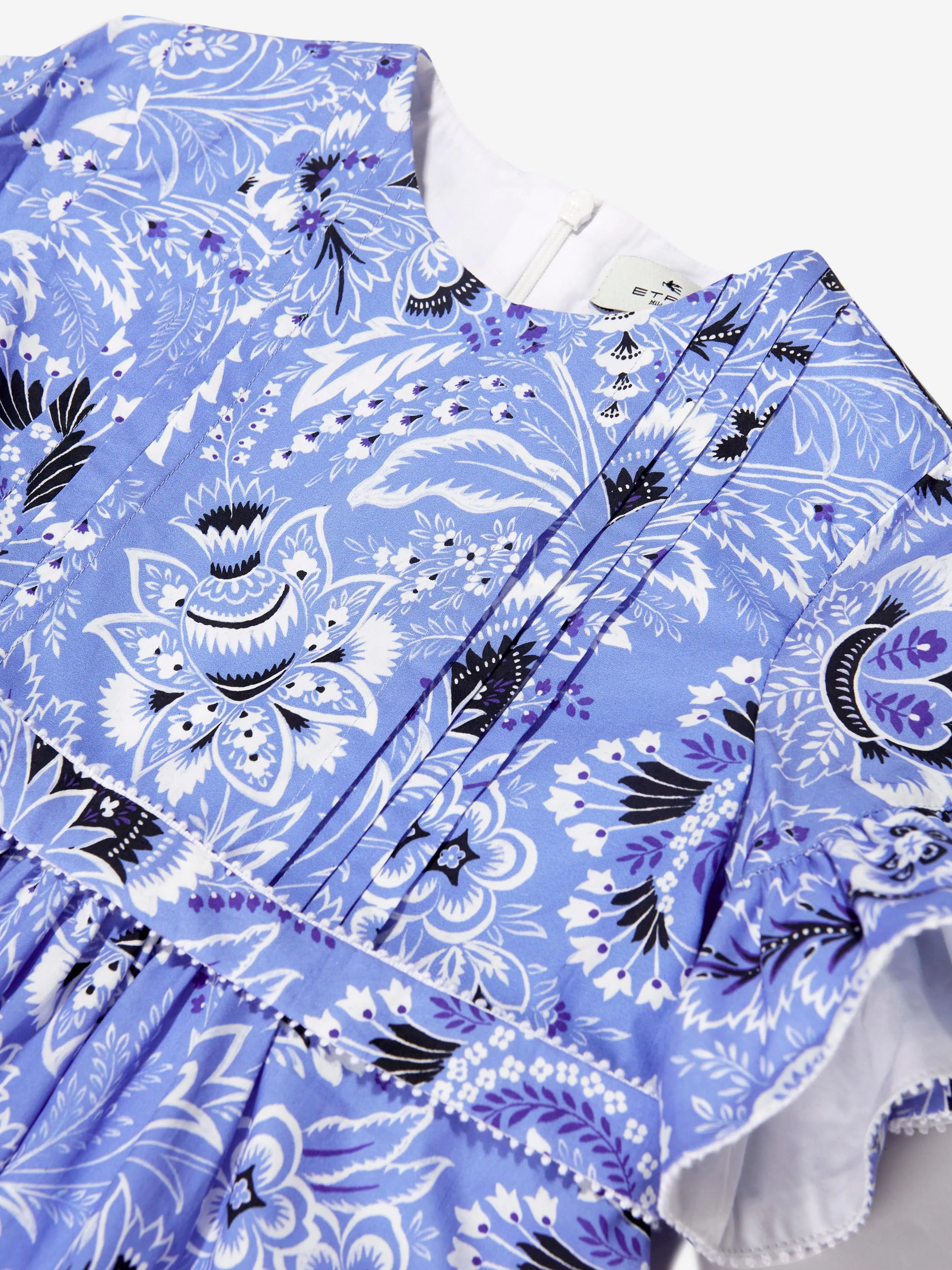 Etro Mädchen Blumen-Paisley-Kleid in Blau
