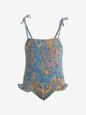 Etro Mädchen Blumen-Paisley Badeanzug in Blau