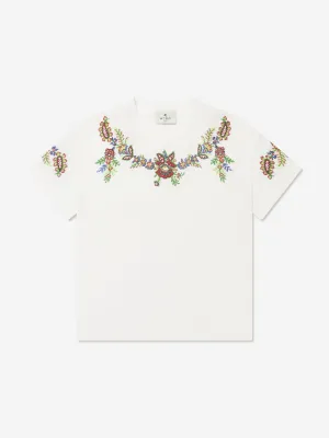 Etro Girls Blumenprint T-Shirt in Elfenbein