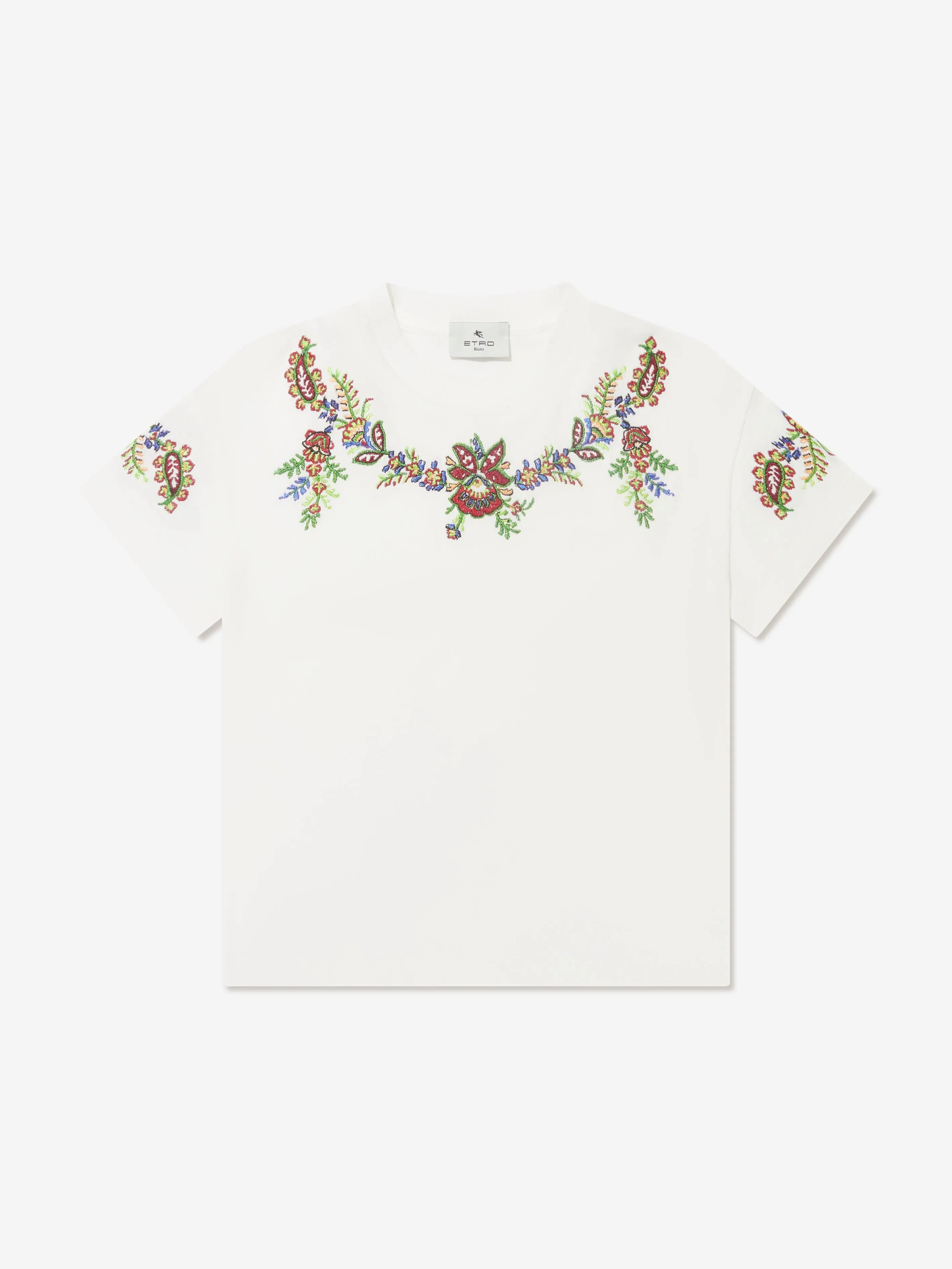 Etro Girls Blumenprint T-Shirt in Elfenbein