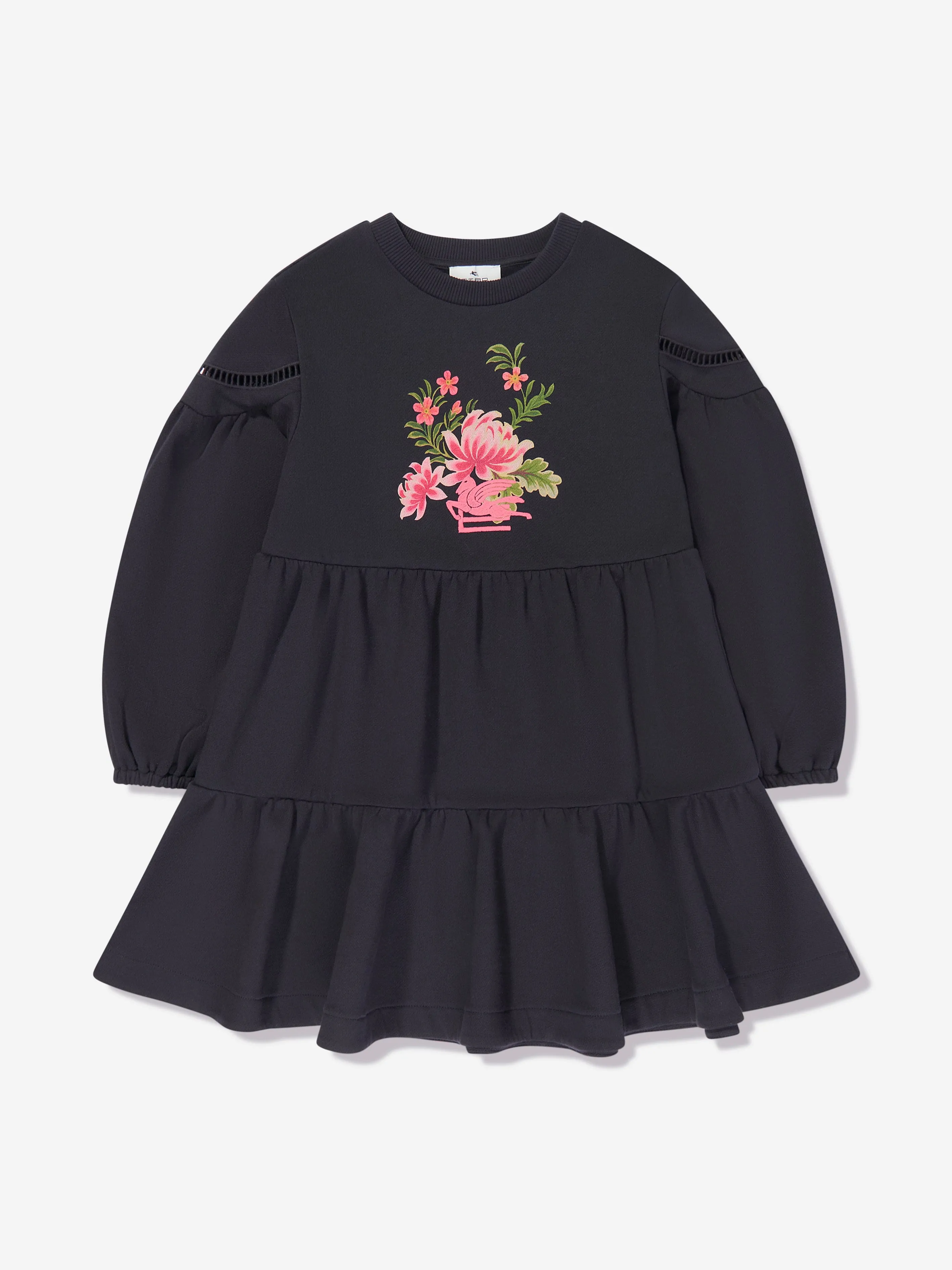 Etro Girls Flower Jersey-Kleid in Marineblau