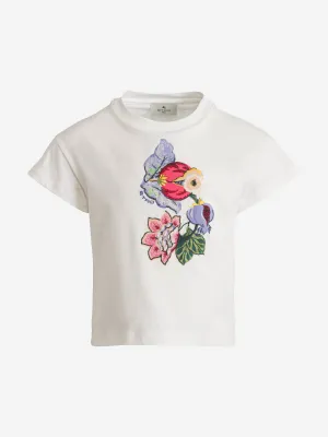 Etro Mädchen Blumenprint T-Shirt in Elfenbein