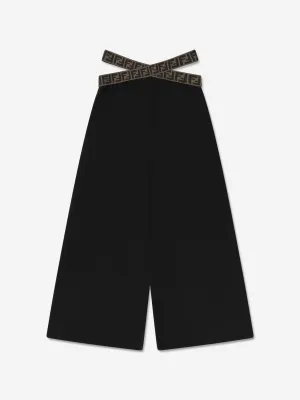 Fendi Girls Band Weite Bein Hose in Schwarz