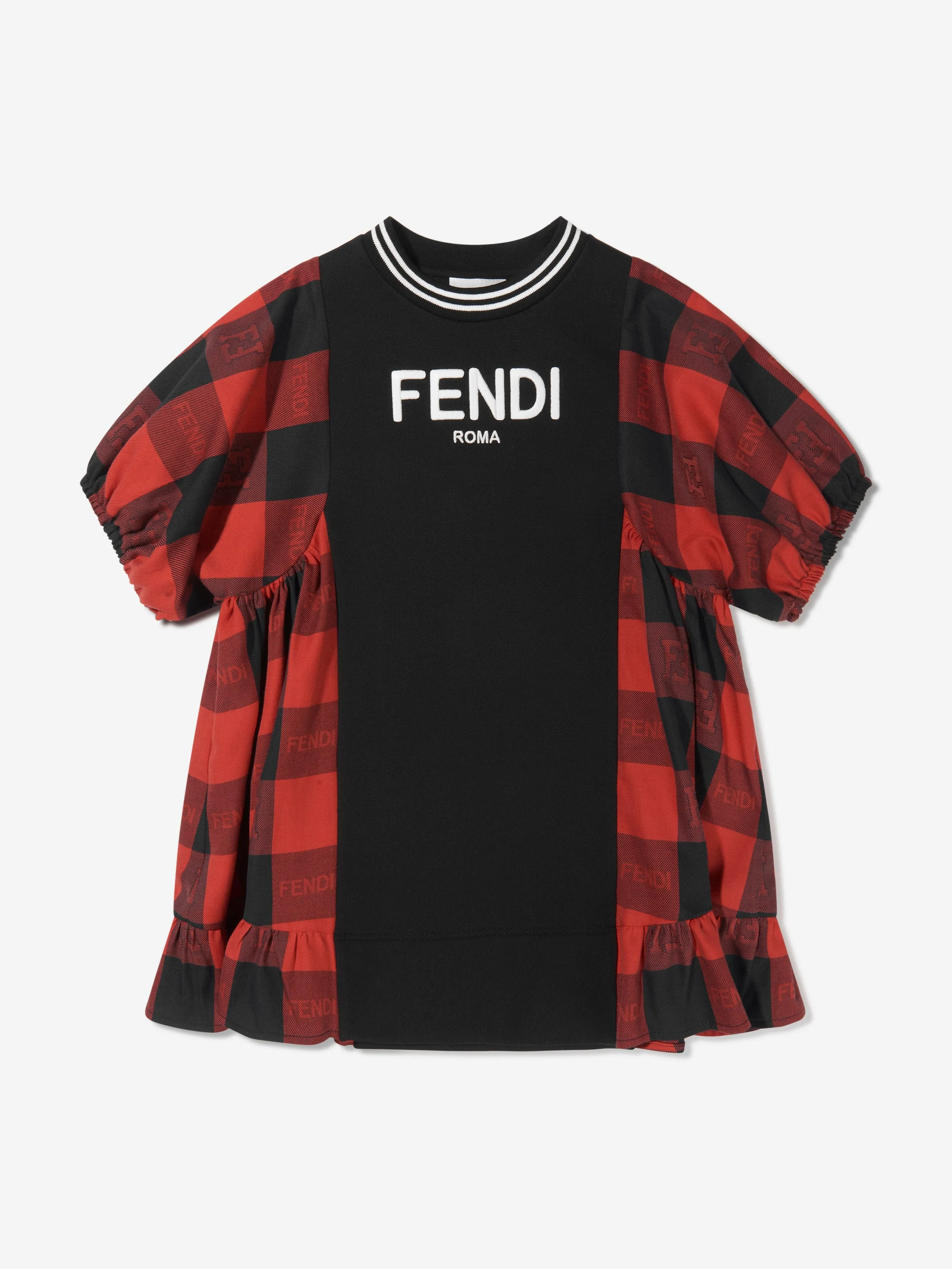 Fendi Girls Karo A-Line Kleid