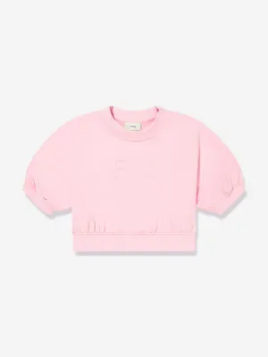 Fendi Girls Cropped Logo Sweatshirt in Pink