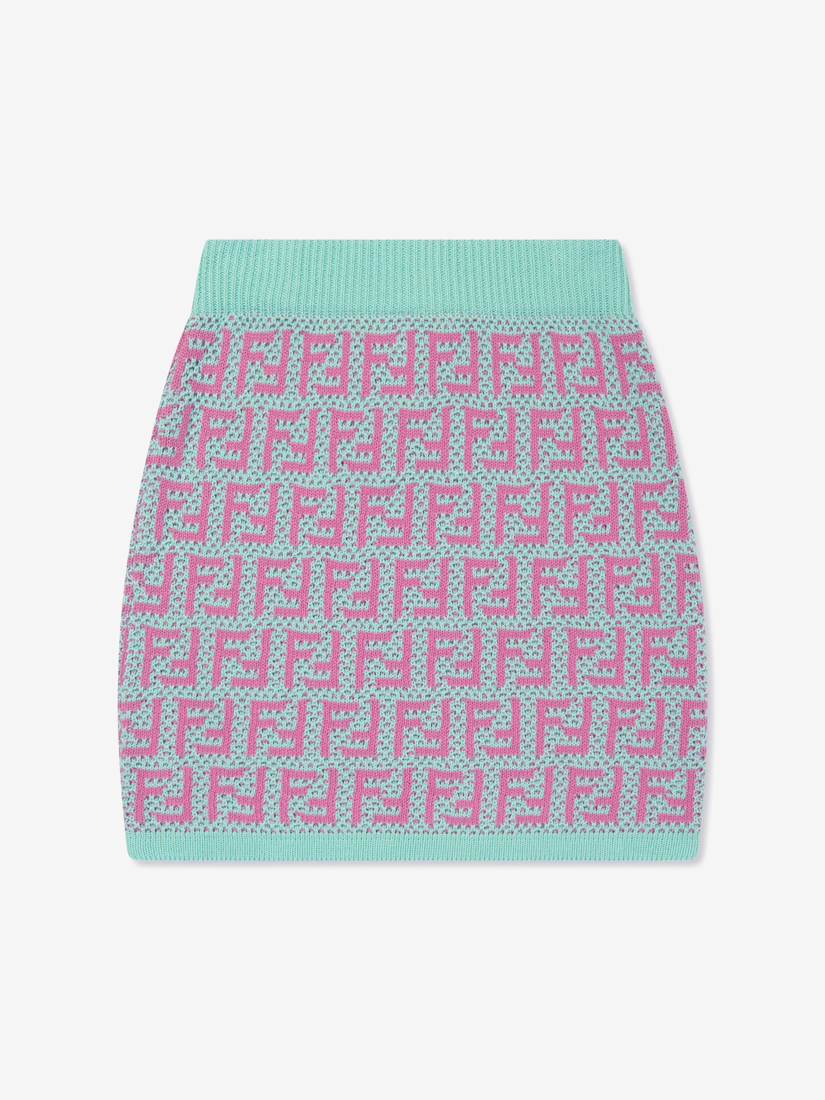 Fendi Girls FF Häkel- und Strickrock in Mehrfarben