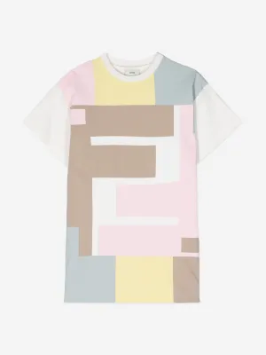 Fendi Girls FF Logo Jersey-Kleid in Mehrfarbig