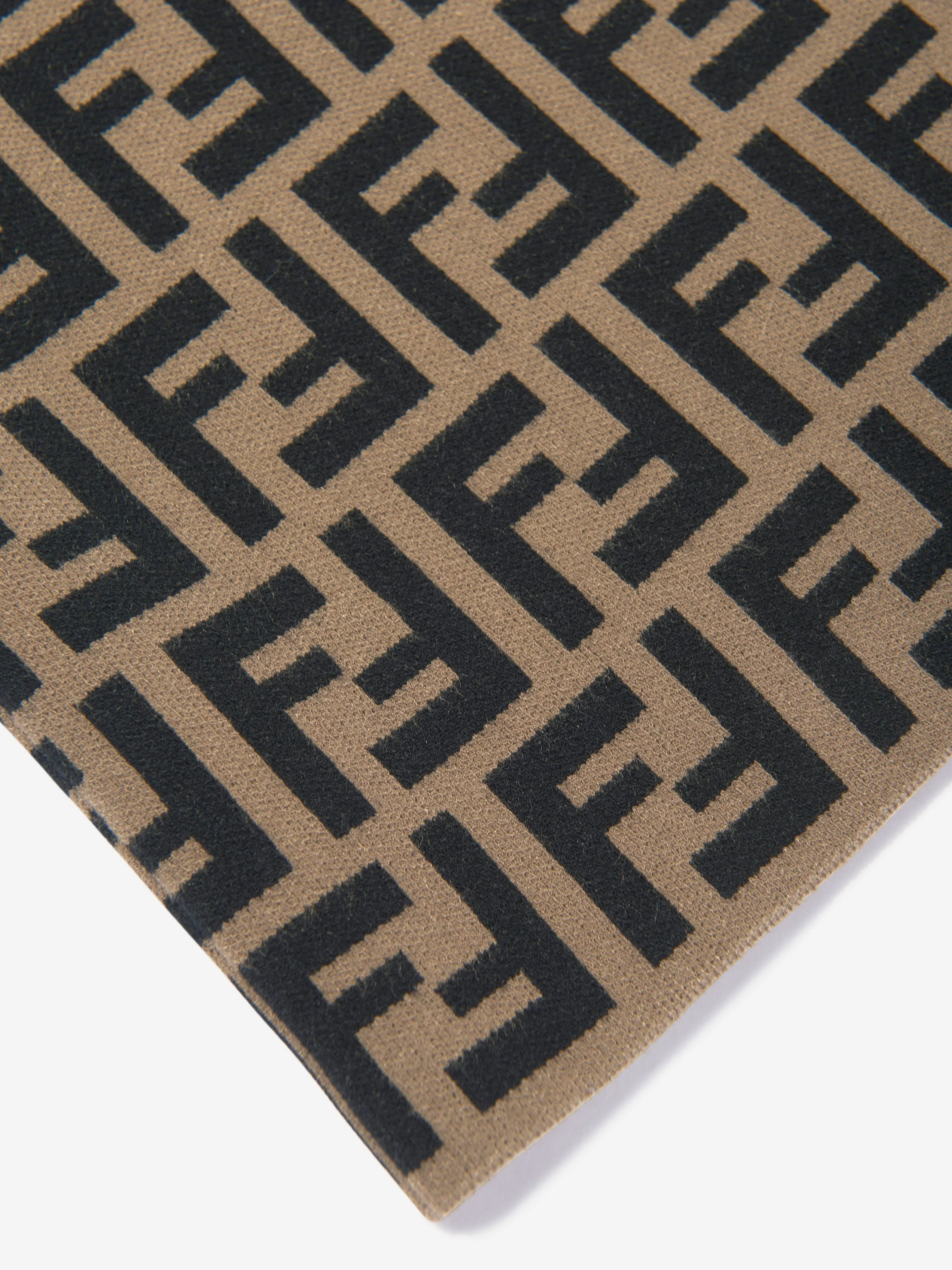 Fendi Girls FF Logo Strickkleid in Braun
