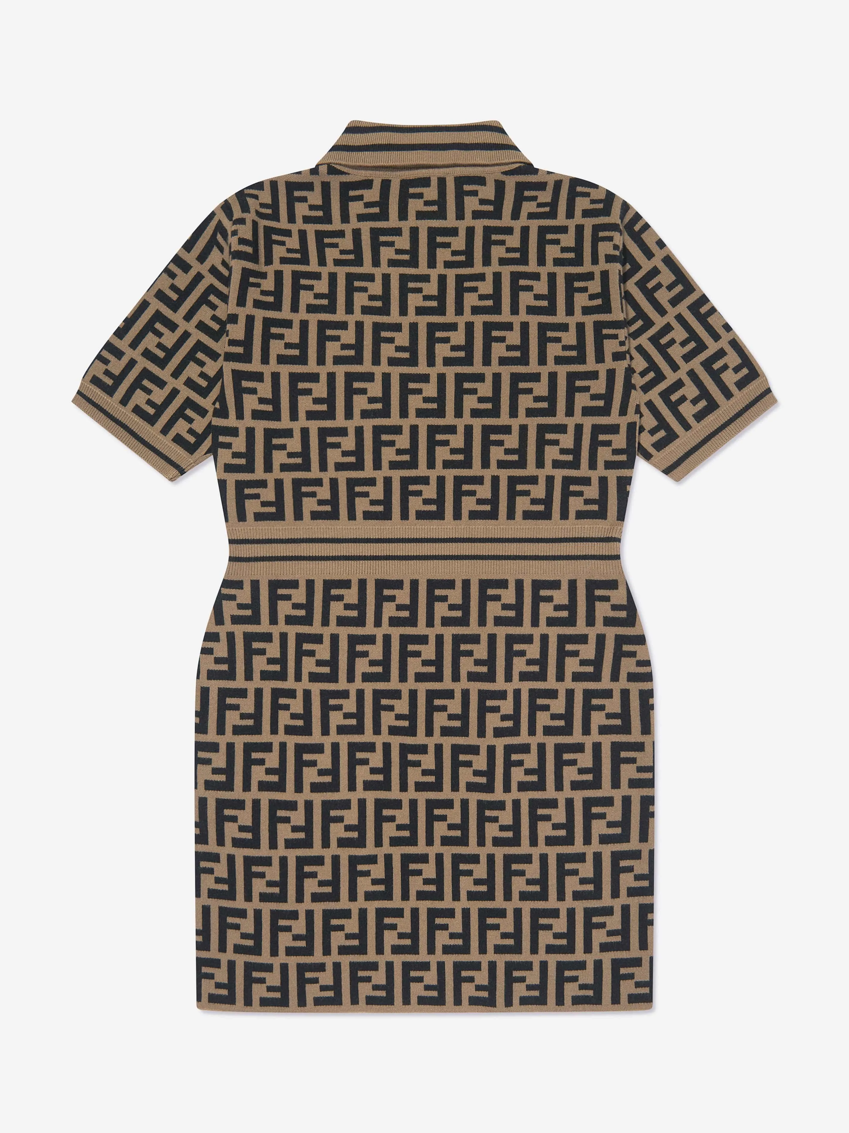 Fendi Girls FF Logo Strickkleid in Braun