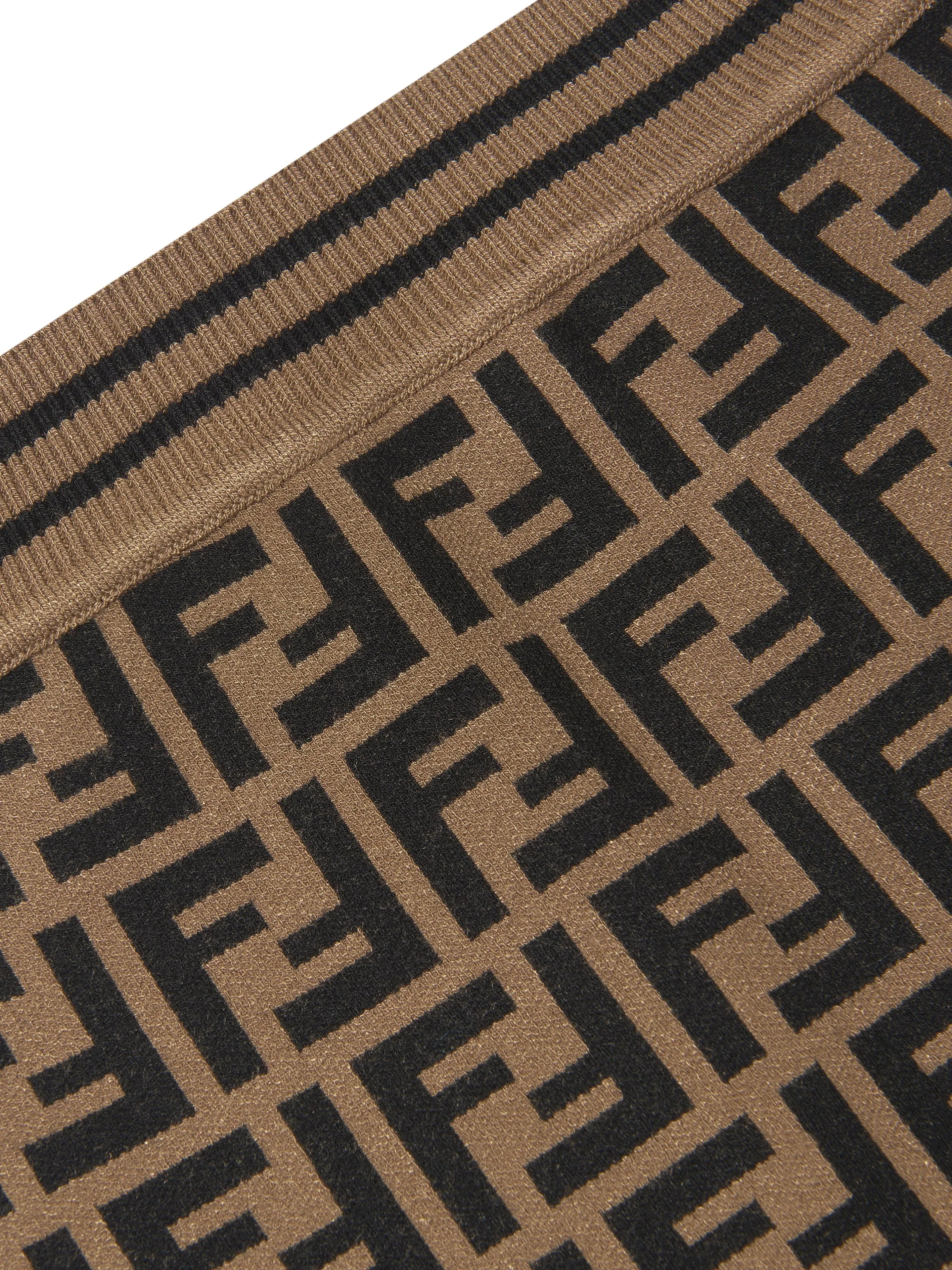 Fendi Girls FF Logo Strickrock in Braun