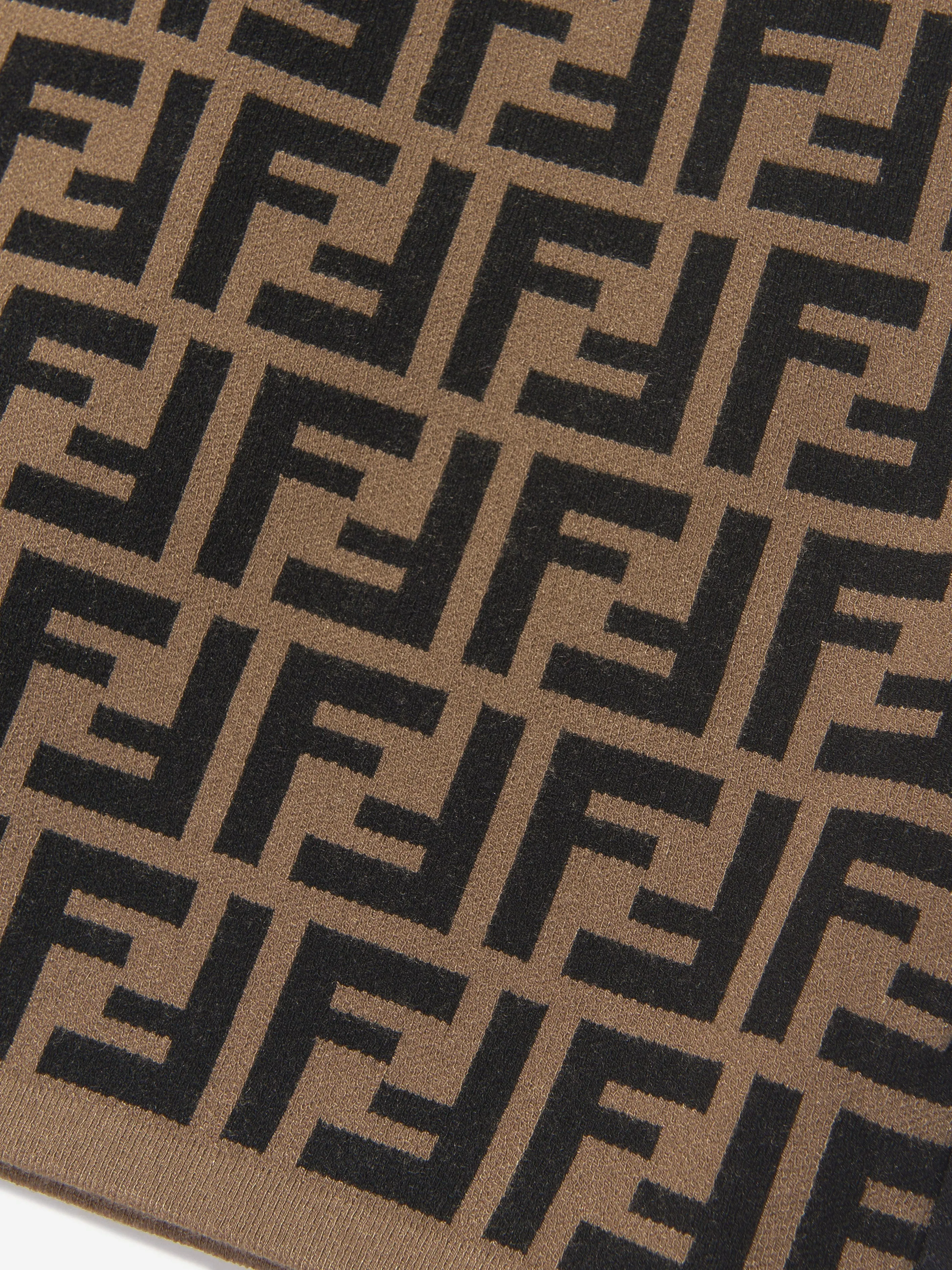 Fendi Girls FF Logo Strickrock in Braun