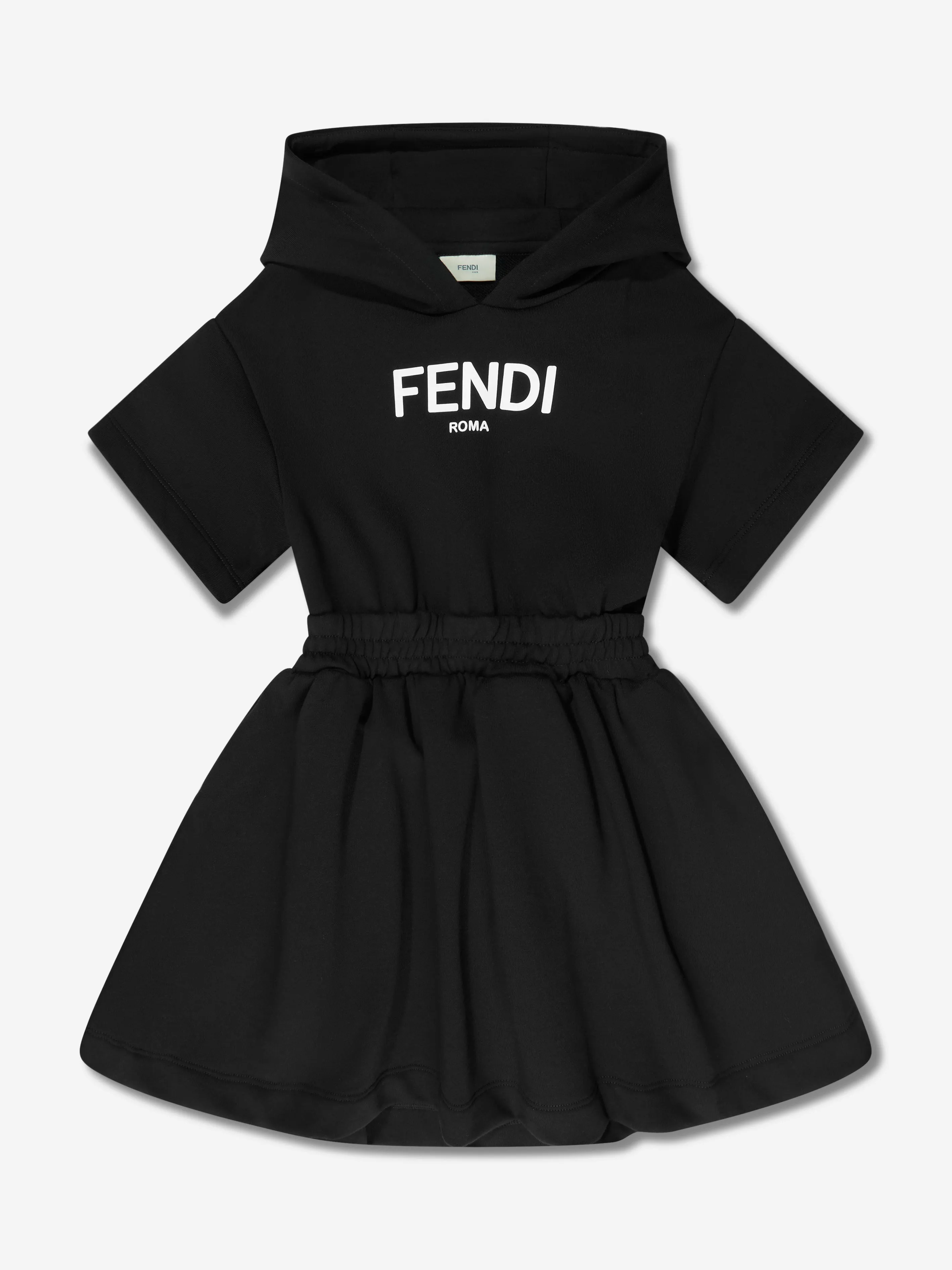 Fendi Girls Kapuzenpullover-Kleid in Schwarz