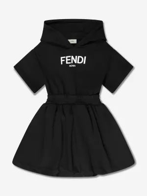 Fendi Girls Kapuzenpullover-Kleid in Schwarz