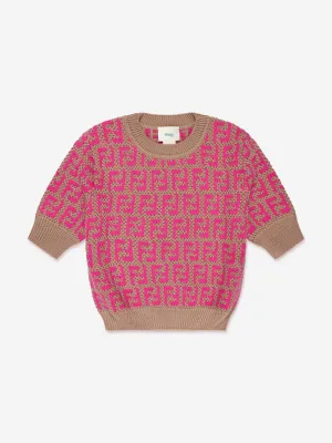 Fendi Girls Gestricktes Logo Top in Rosa