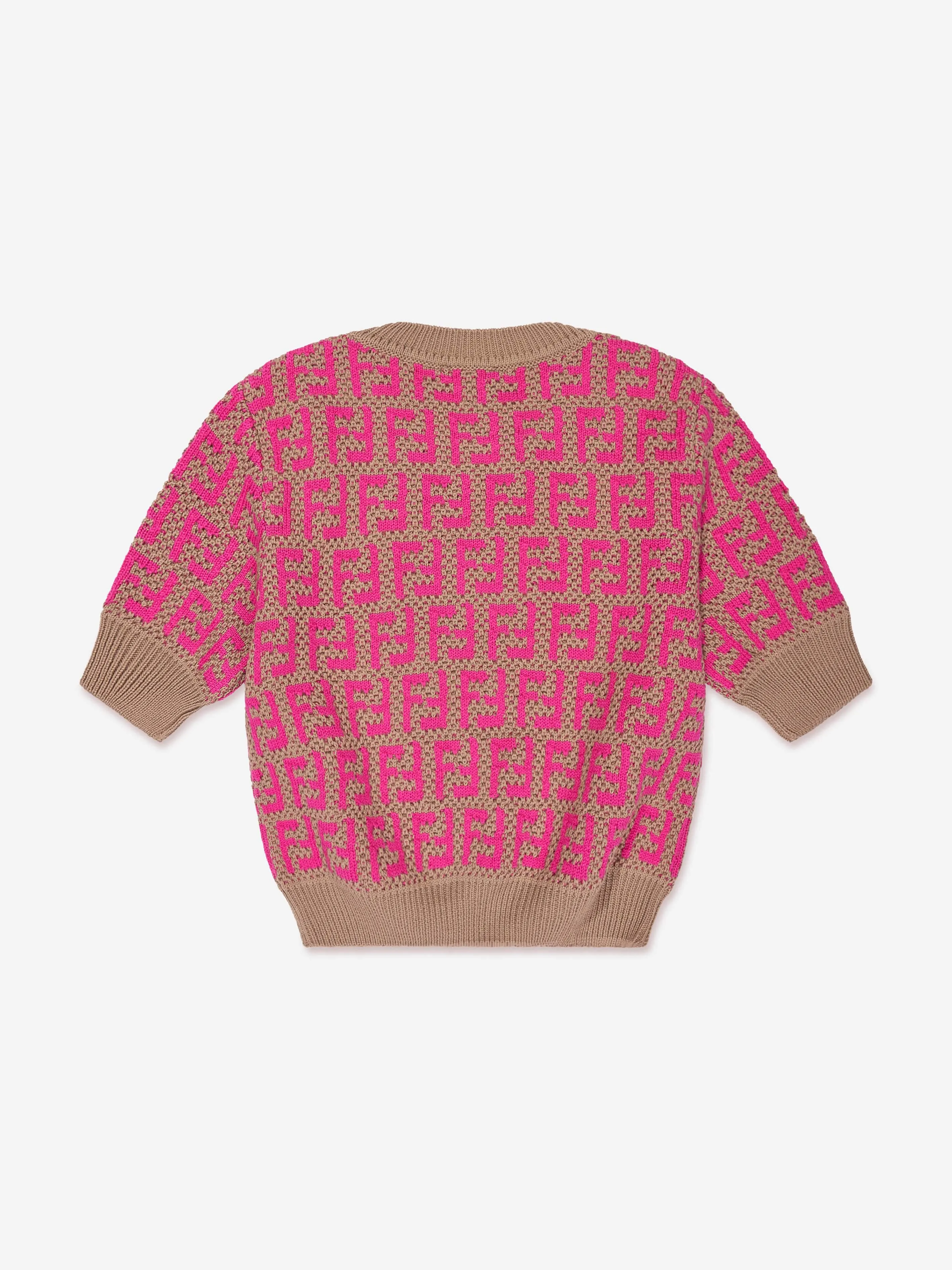 Fendi Girls Gestricktes Logo Top in Rosa