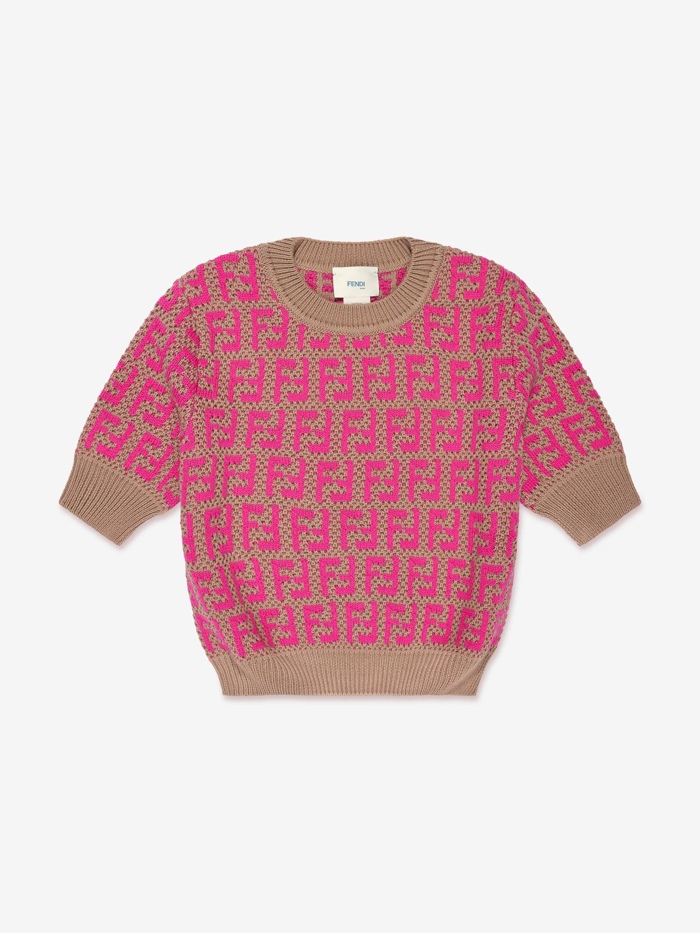 Fendi Girls Gestricktes Logo Top in Rosa
