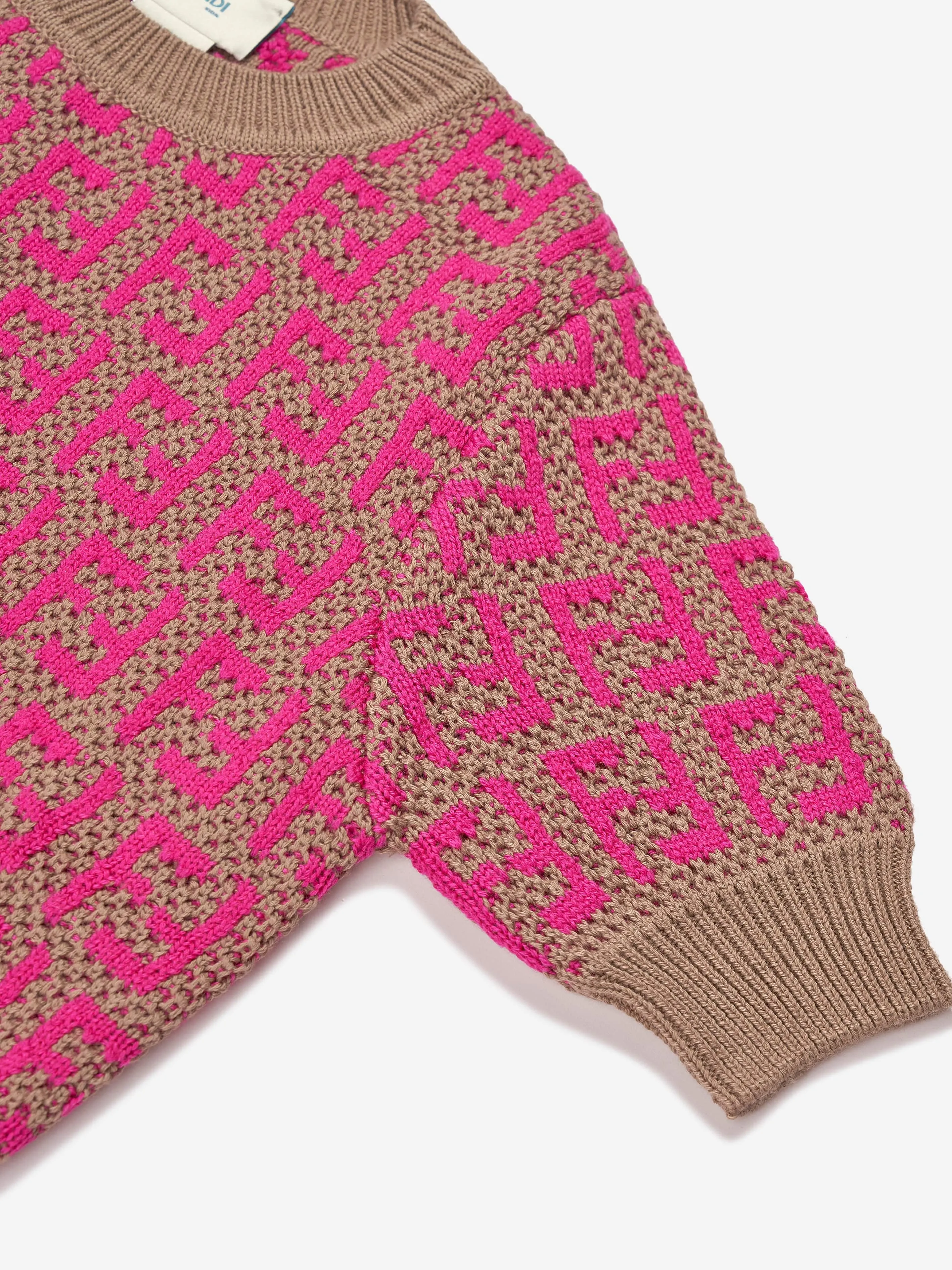 Fendi Girls Gestricktes Logo Top in Rosa