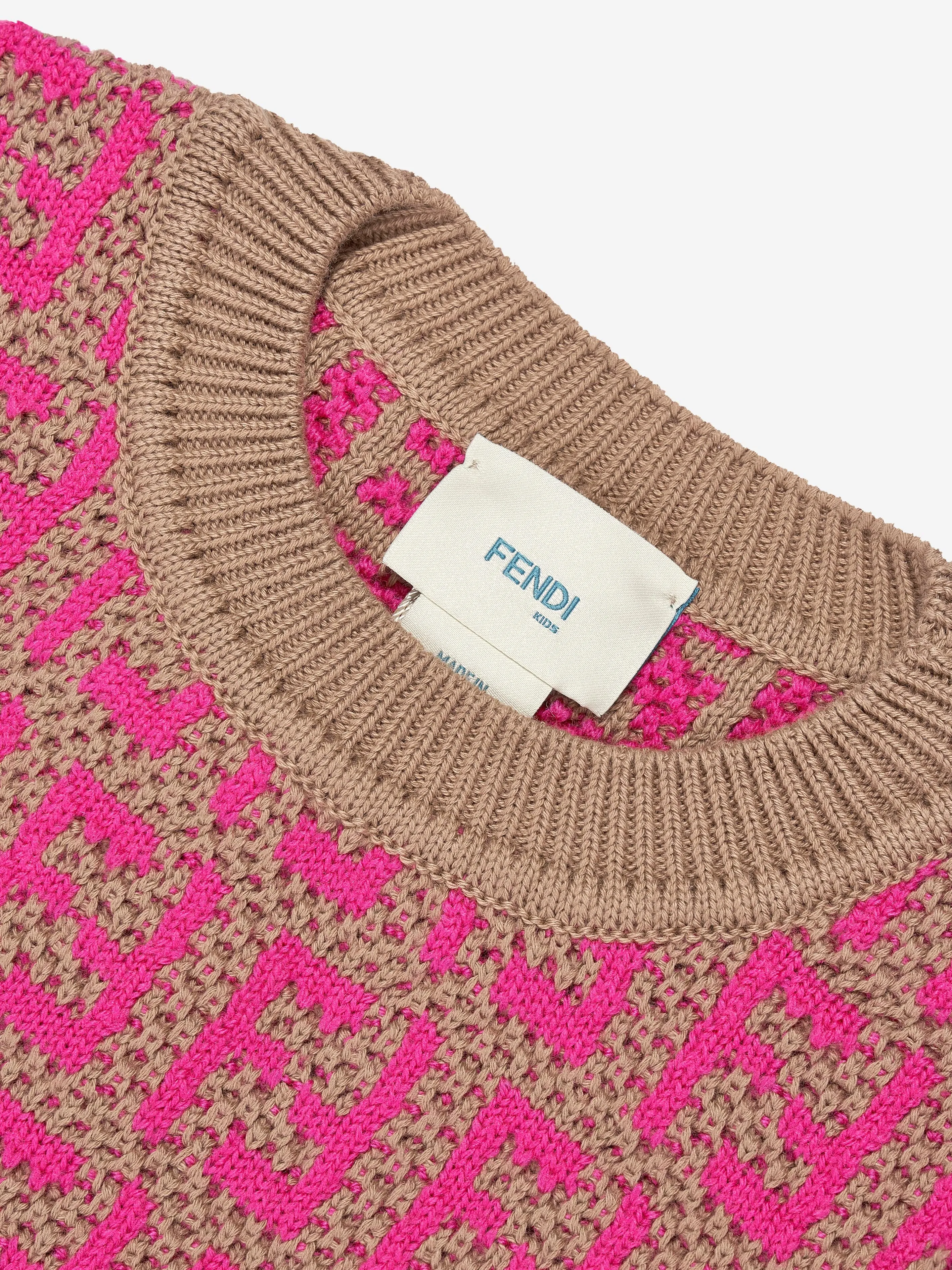 Fendi Girls Gestricktes Logo Top in Rosa