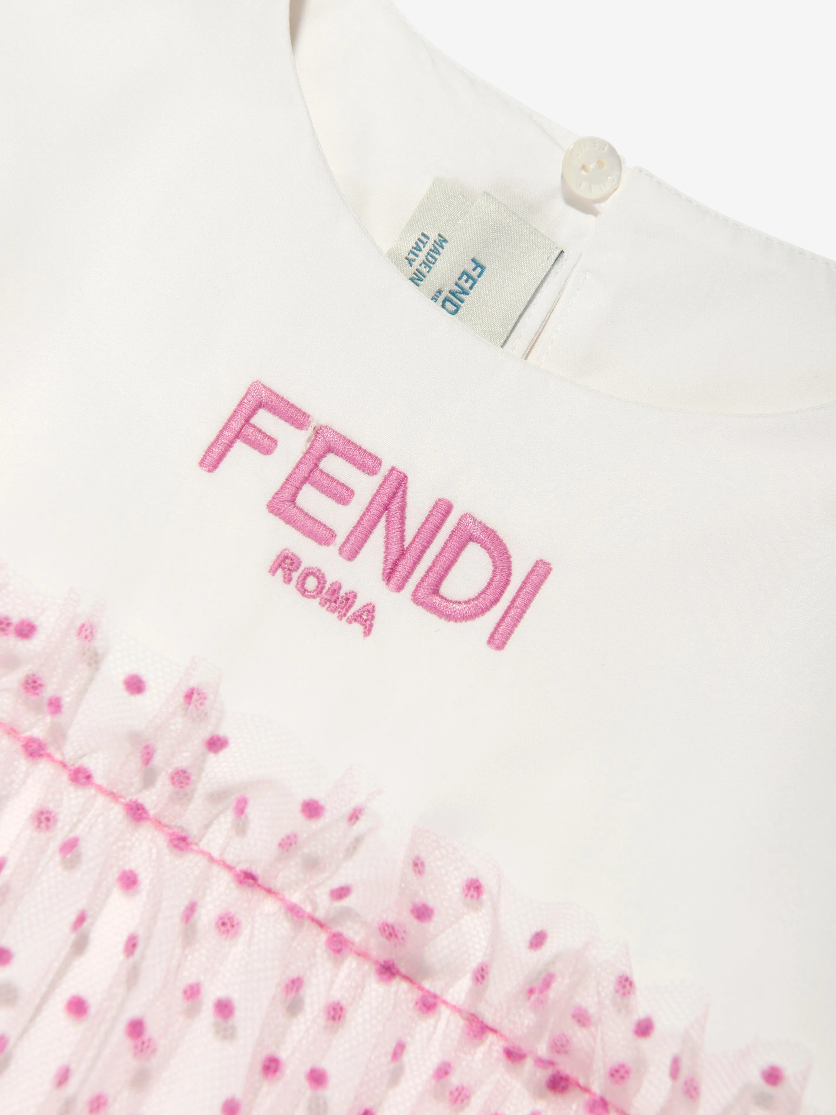 Fendi Girls Logo Tüllkleid in Rosa