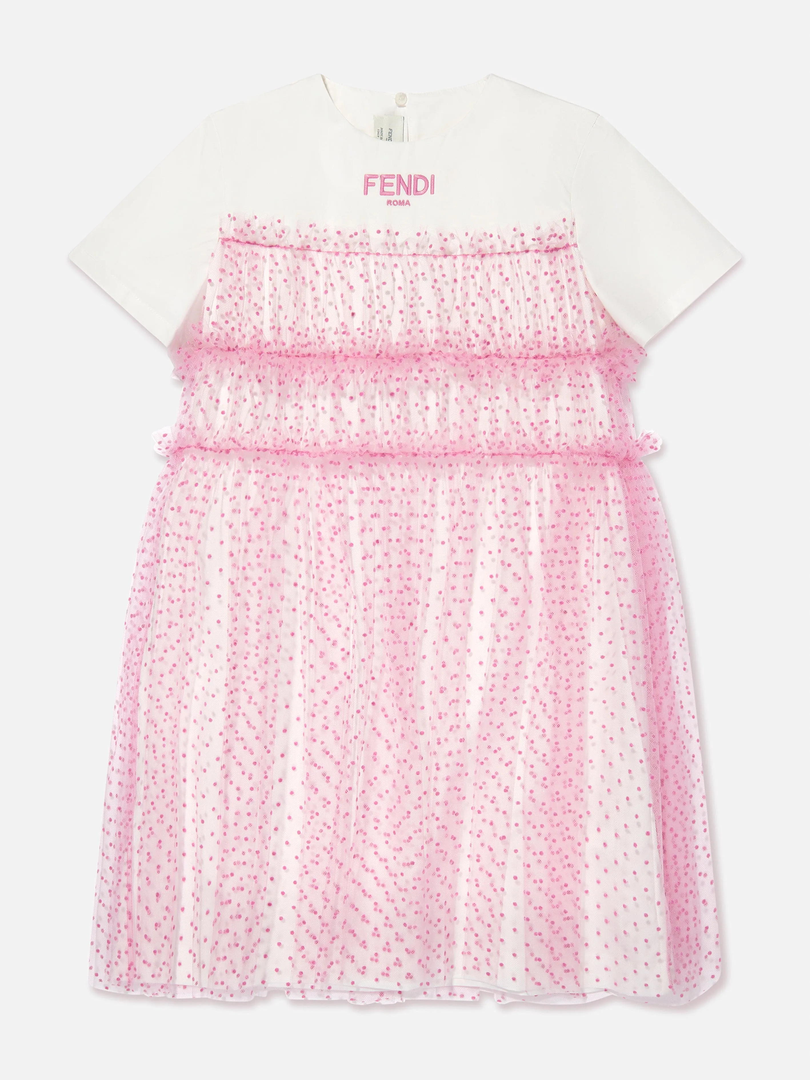 Fendi Girls Logo Tüllkleid in Rosa