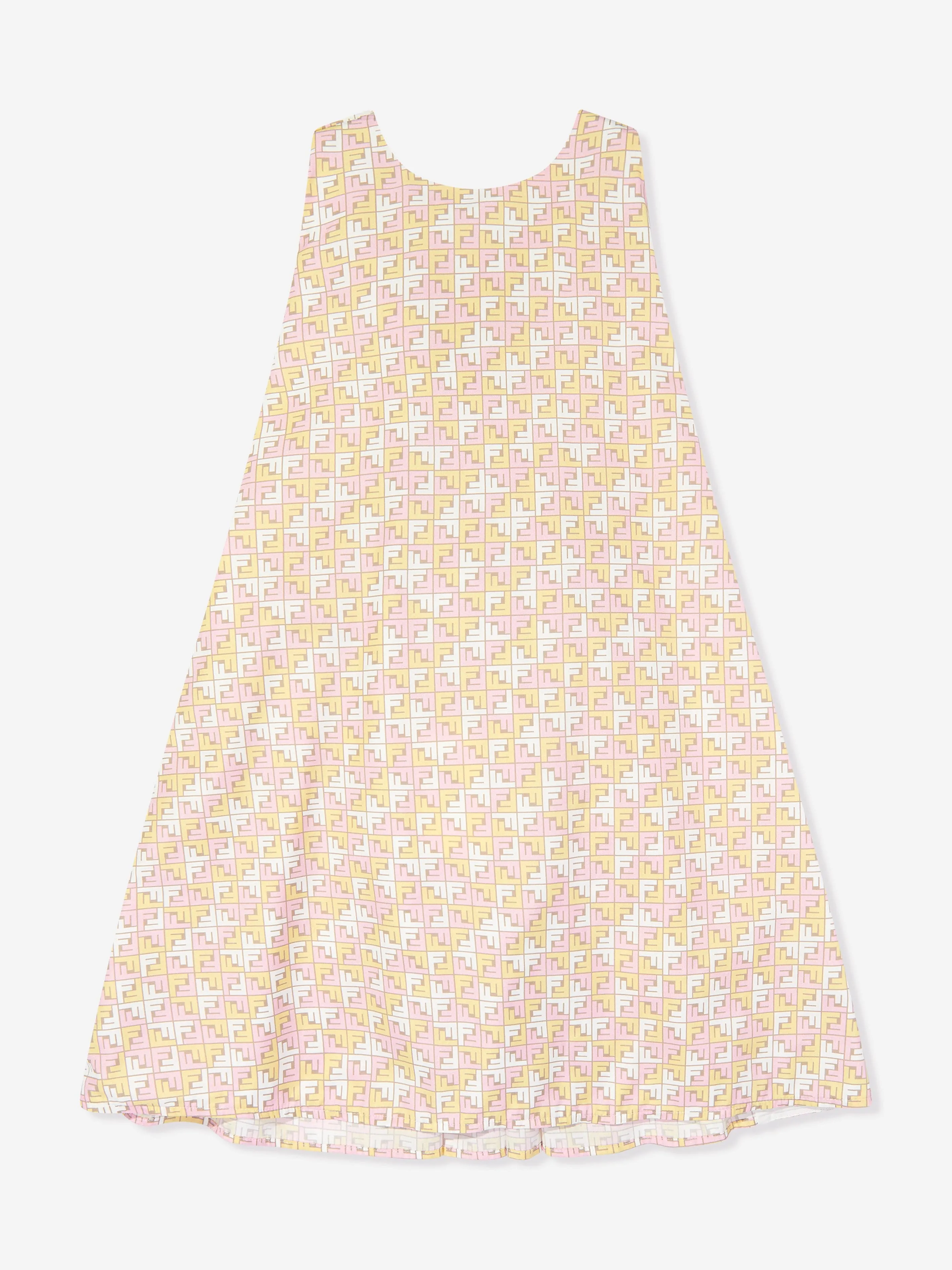 Fendi Girls Mikro-Logo ärmelloses Kleid in Mehrfarben