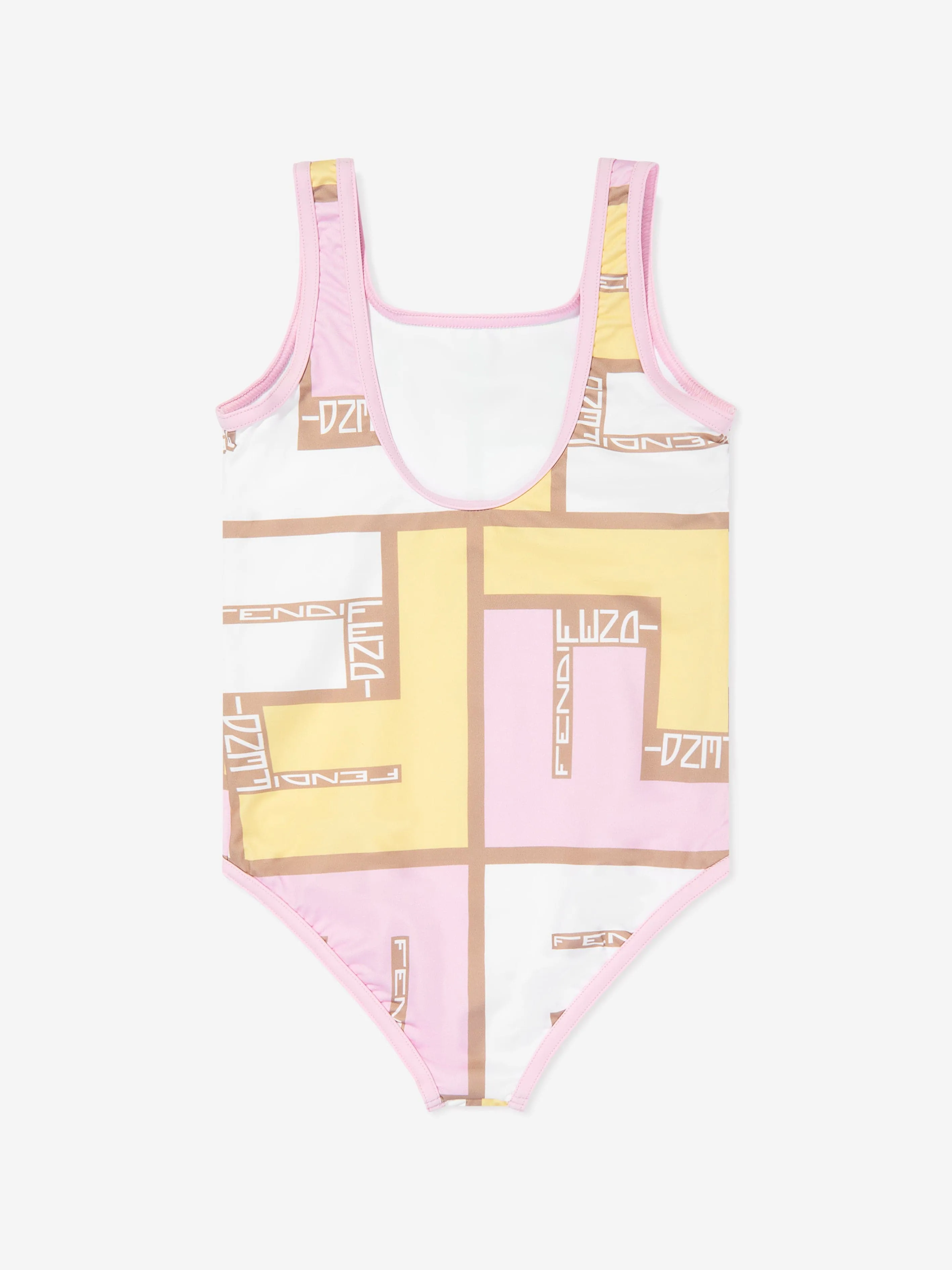 Fendi Girls Puzzle Logo Badeanzug in Rosa