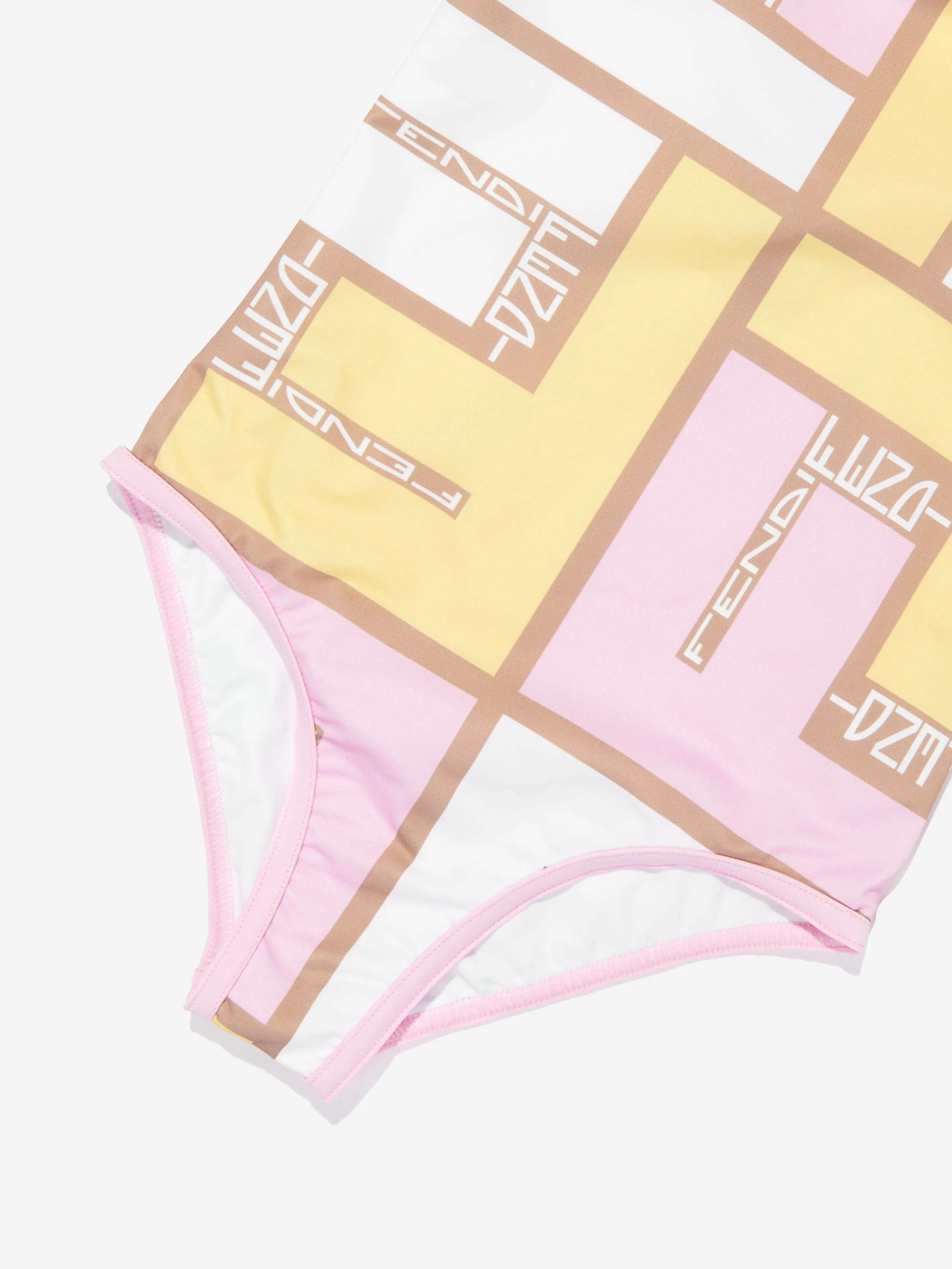 Fendi Girls Puzzle Logo Badeanzug in Rosa