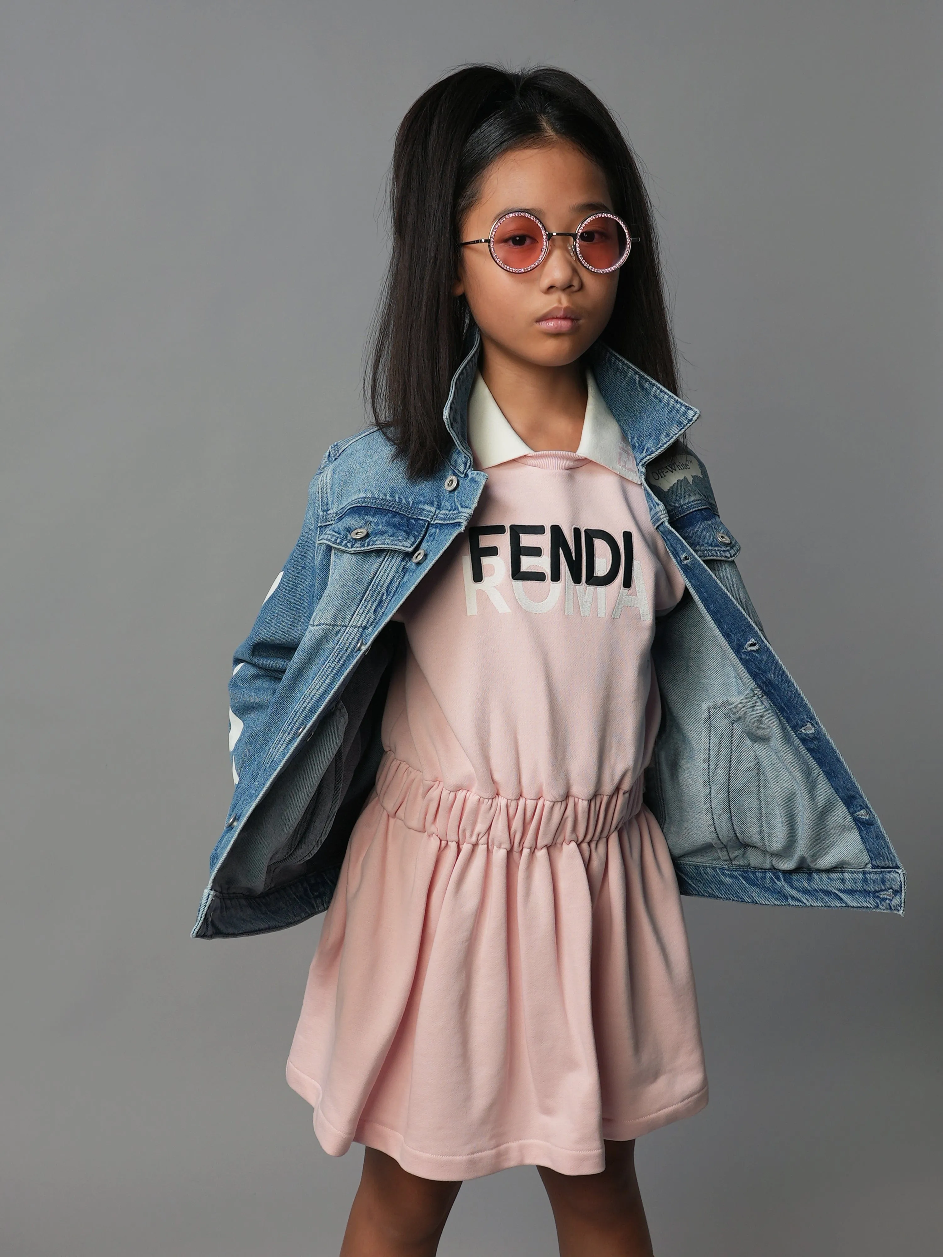 Fendi Girls Strickkleid in Rosa