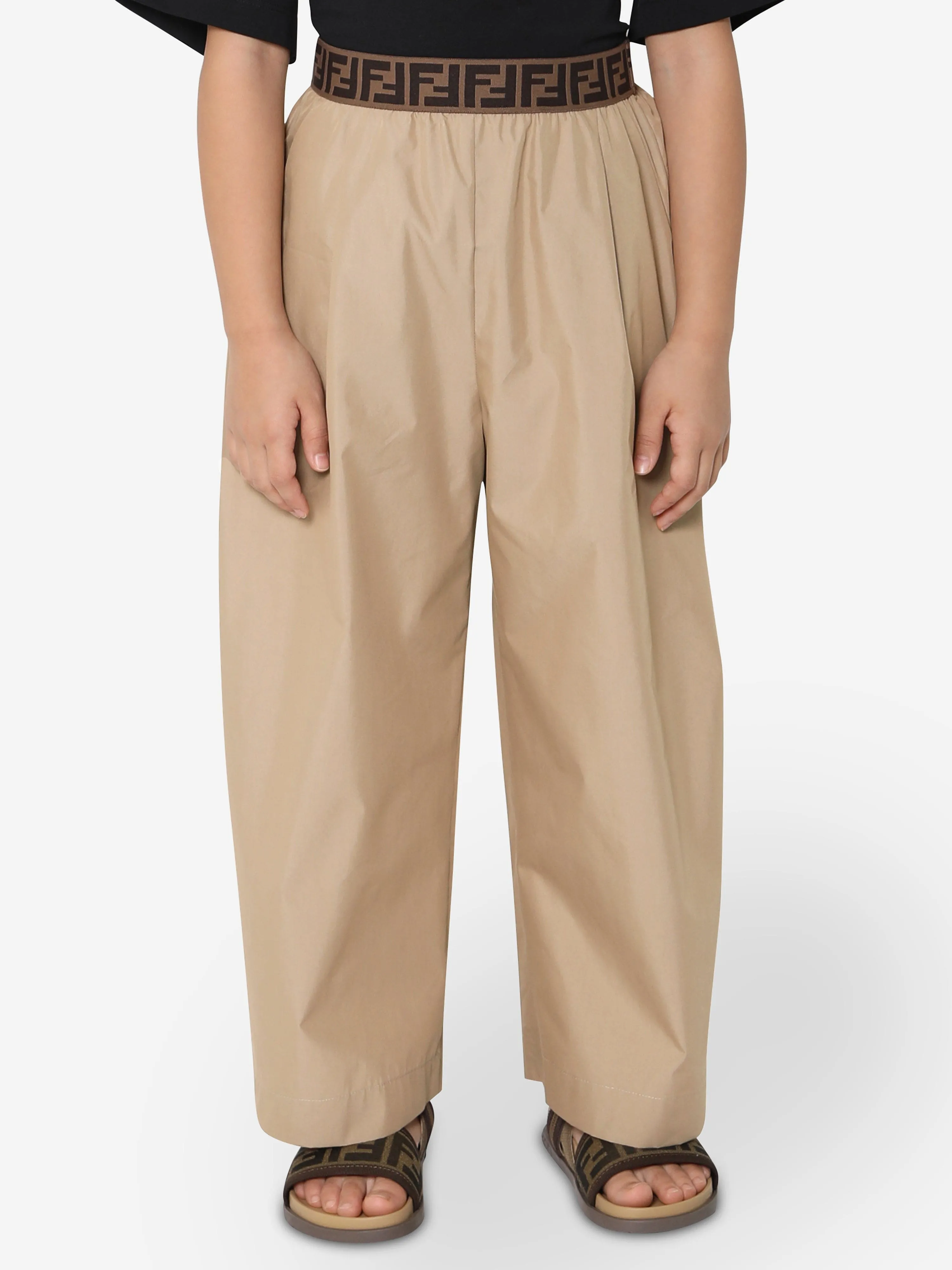 Fendi Girls Weite Bein Hose in Beige