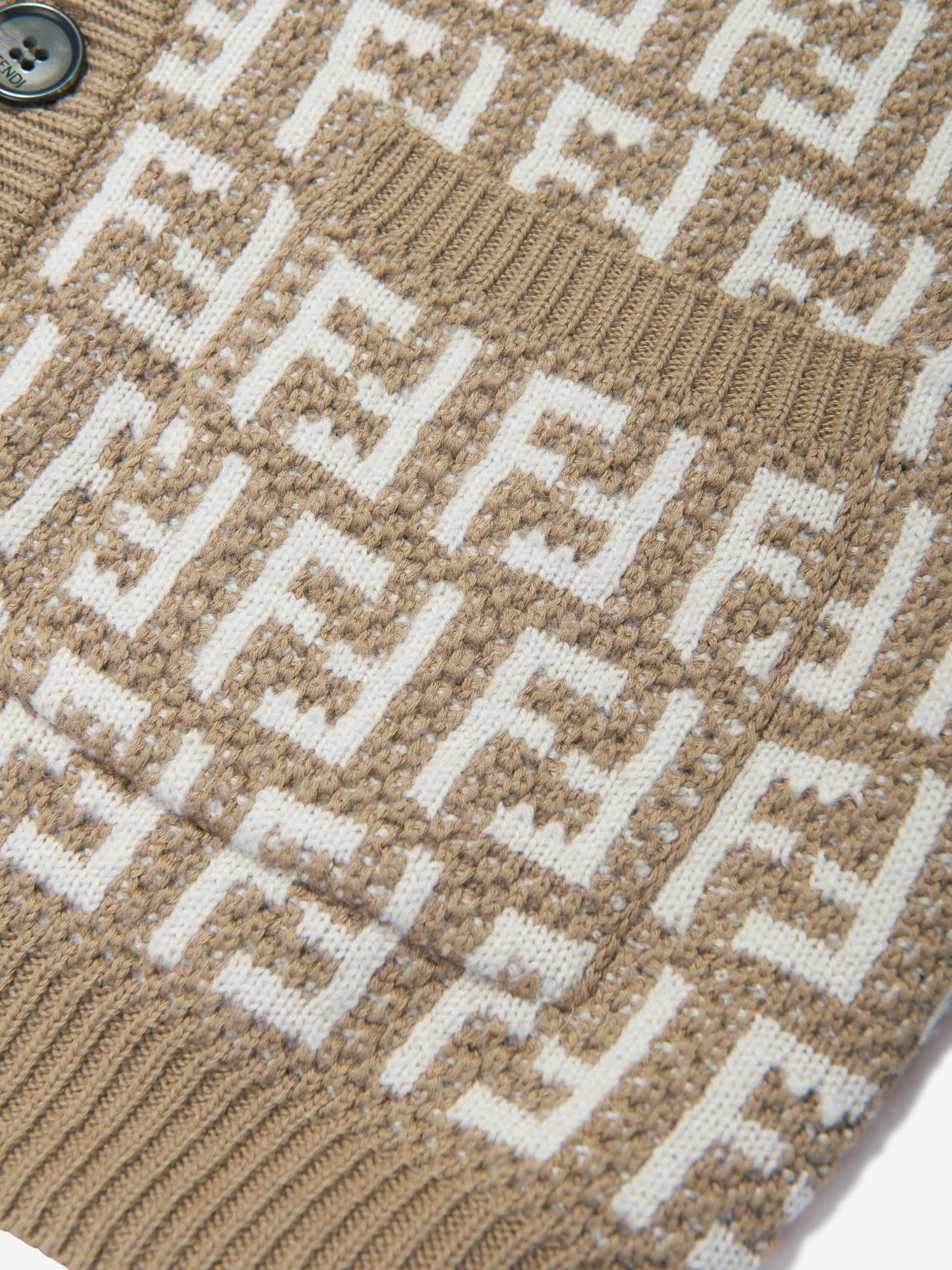 Fendi Kids Gestrickte FF-Logo Cardigan in Beige