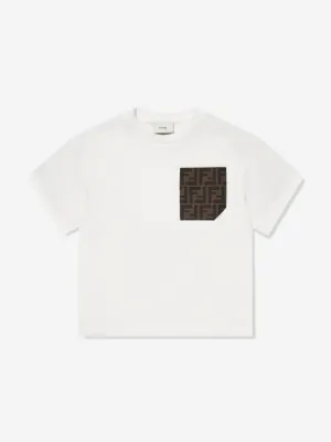 Fendi Kids Logo-Print T-Shirt in Weiß mit Tasche