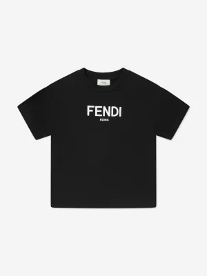 Fendi Kids Logo T-Shirt in Schwarz
