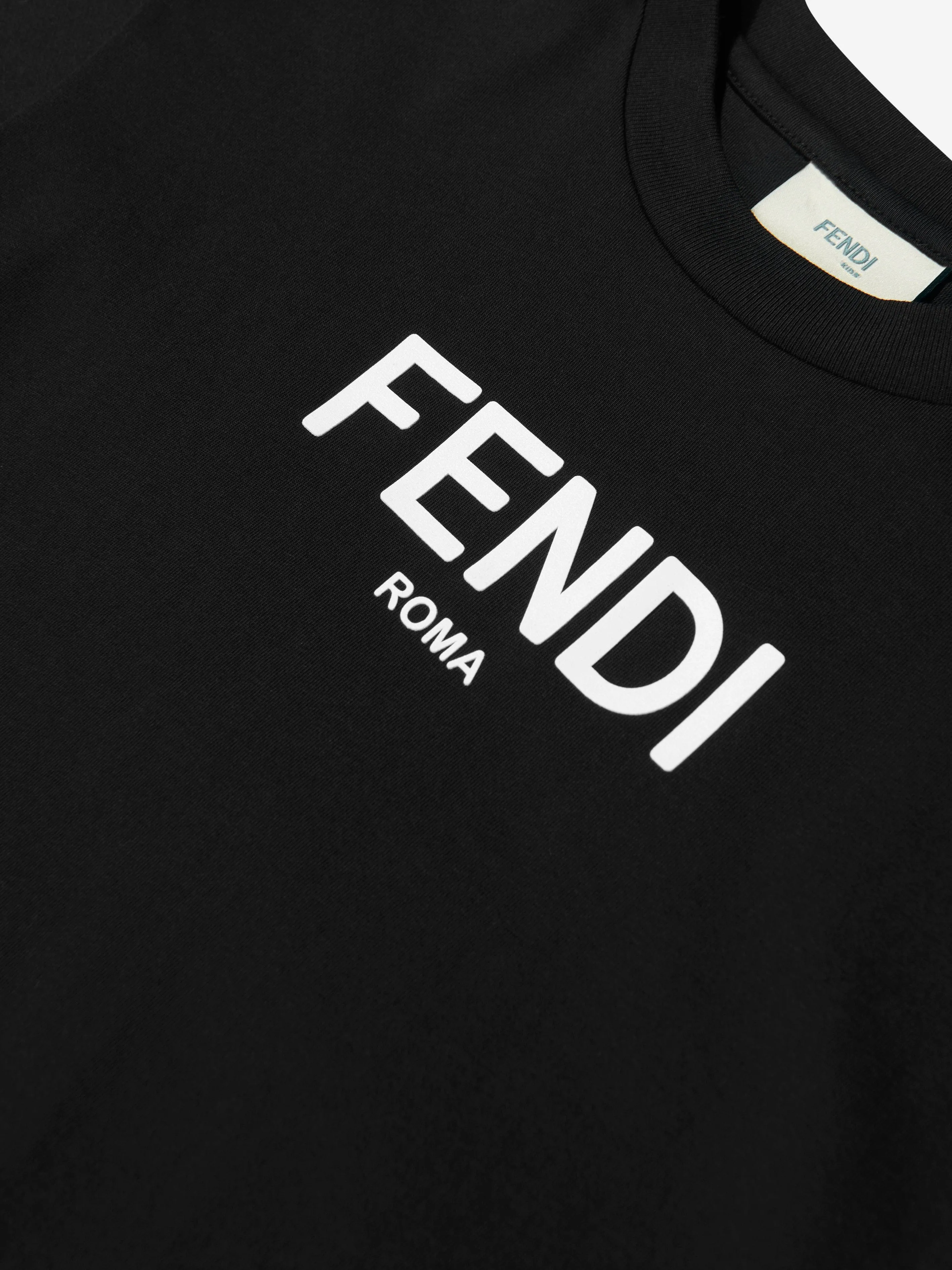 Fendi Kids Logo T-Shirt in Schwarz