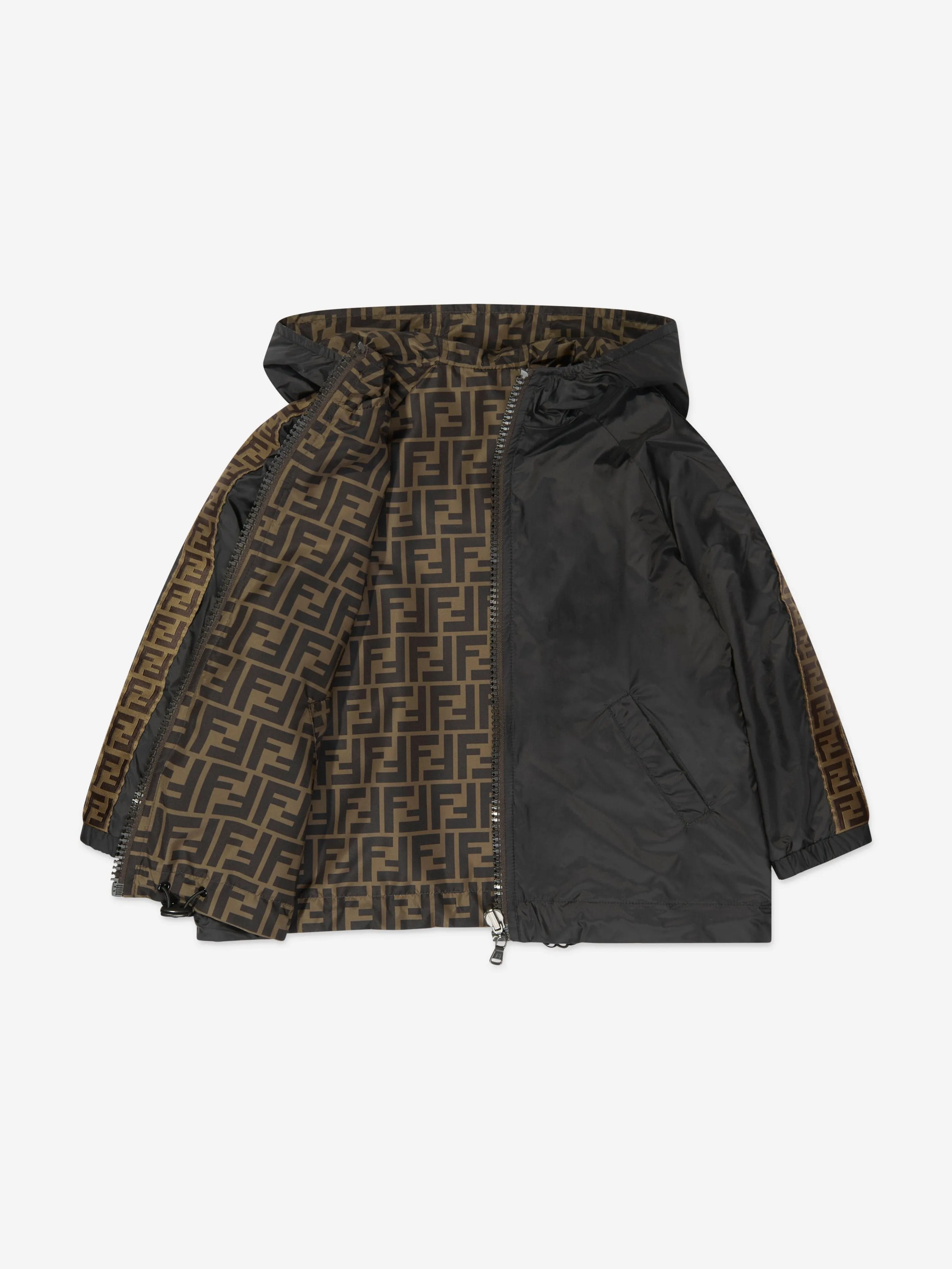 Fendi Kids Reversible FF K-Way Jacke in Schwarz