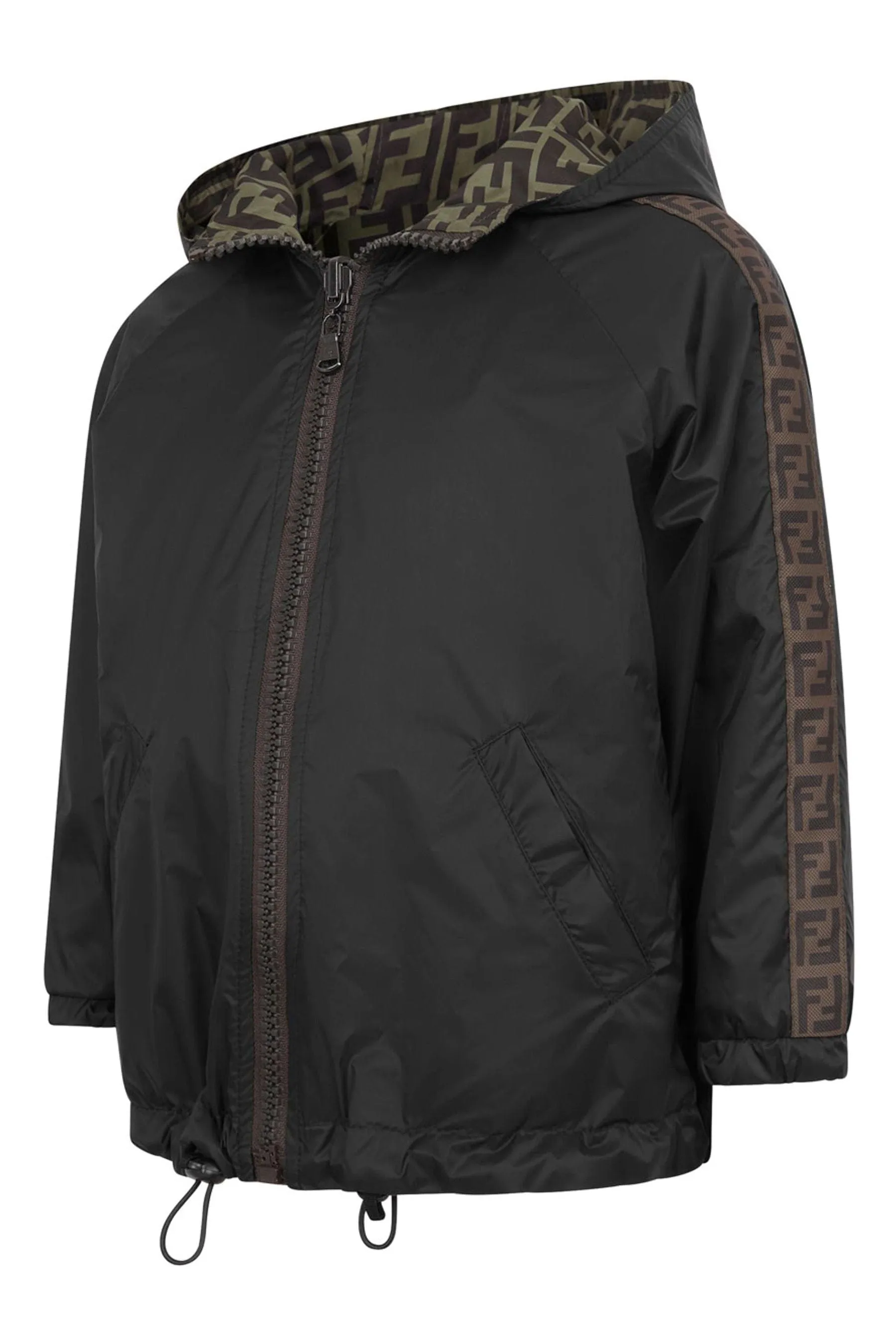 Fendi Kids Reversible FF K-Way Jacke in Schwarz