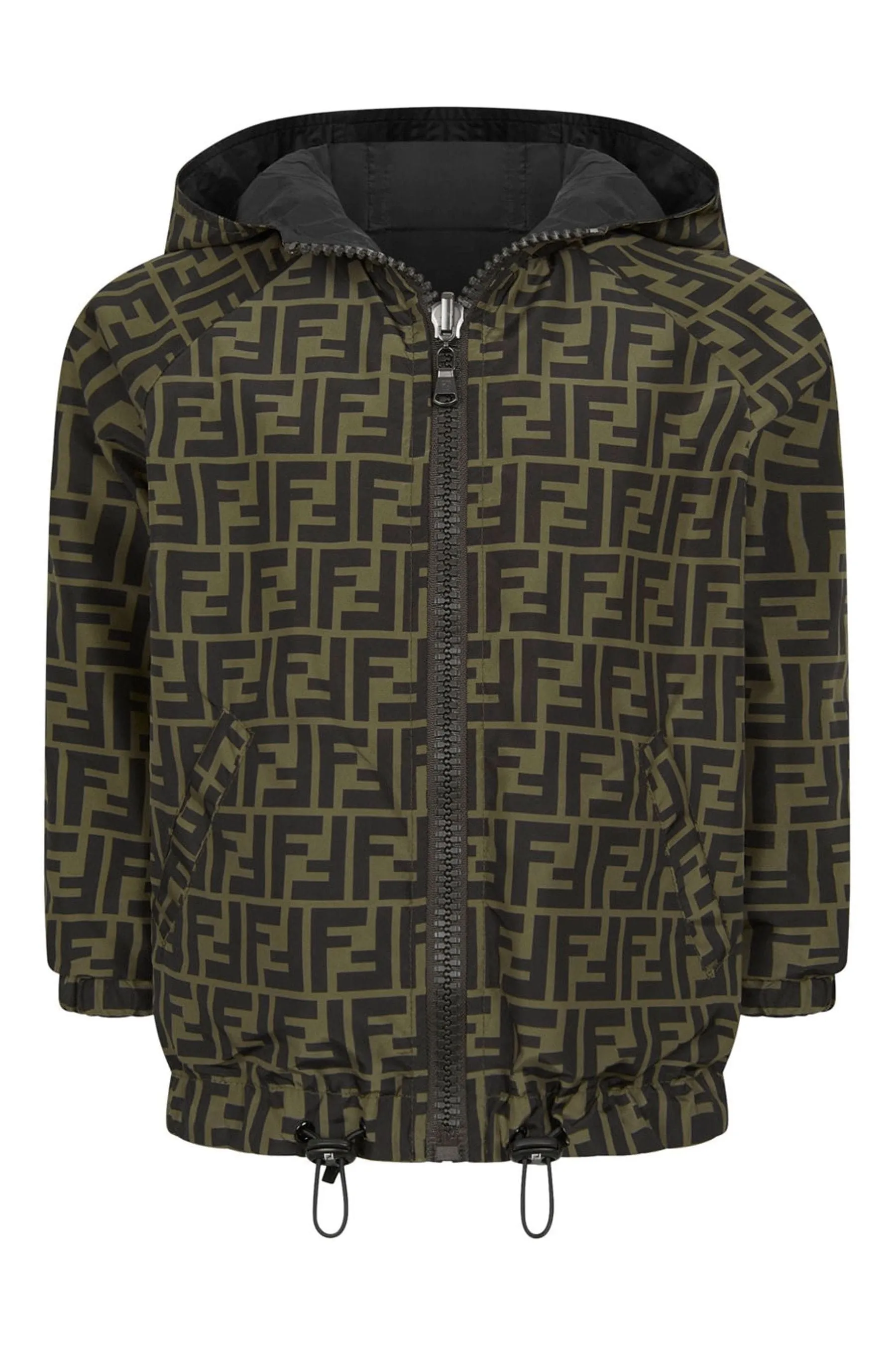 Fendi Kids Reversible FF K-Way Jacke in Schwarz