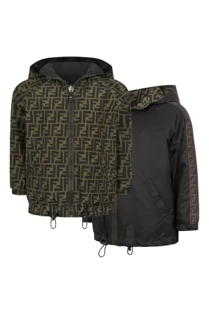 Fendi Kids Reversible FF K-Way Jacke in Schwarz