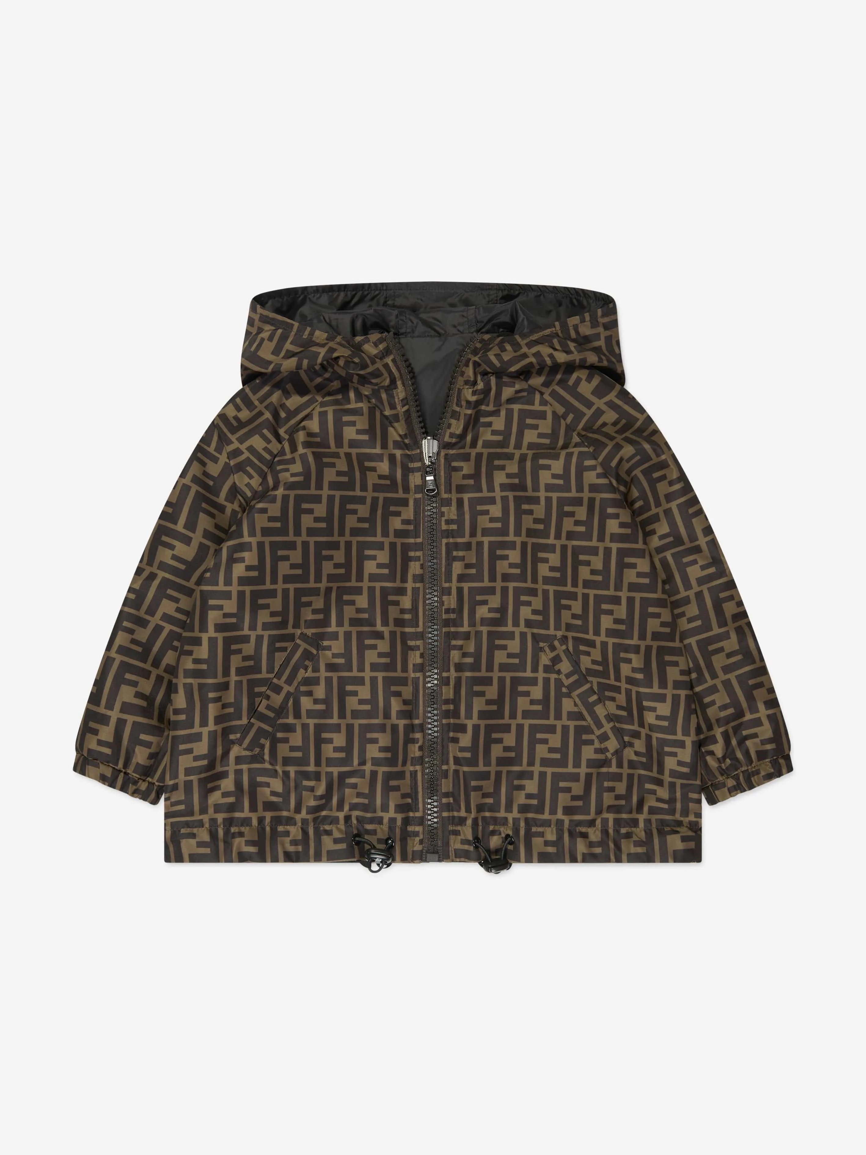Fendi Kids Reversible FF K-Way Jacke in Schwarz