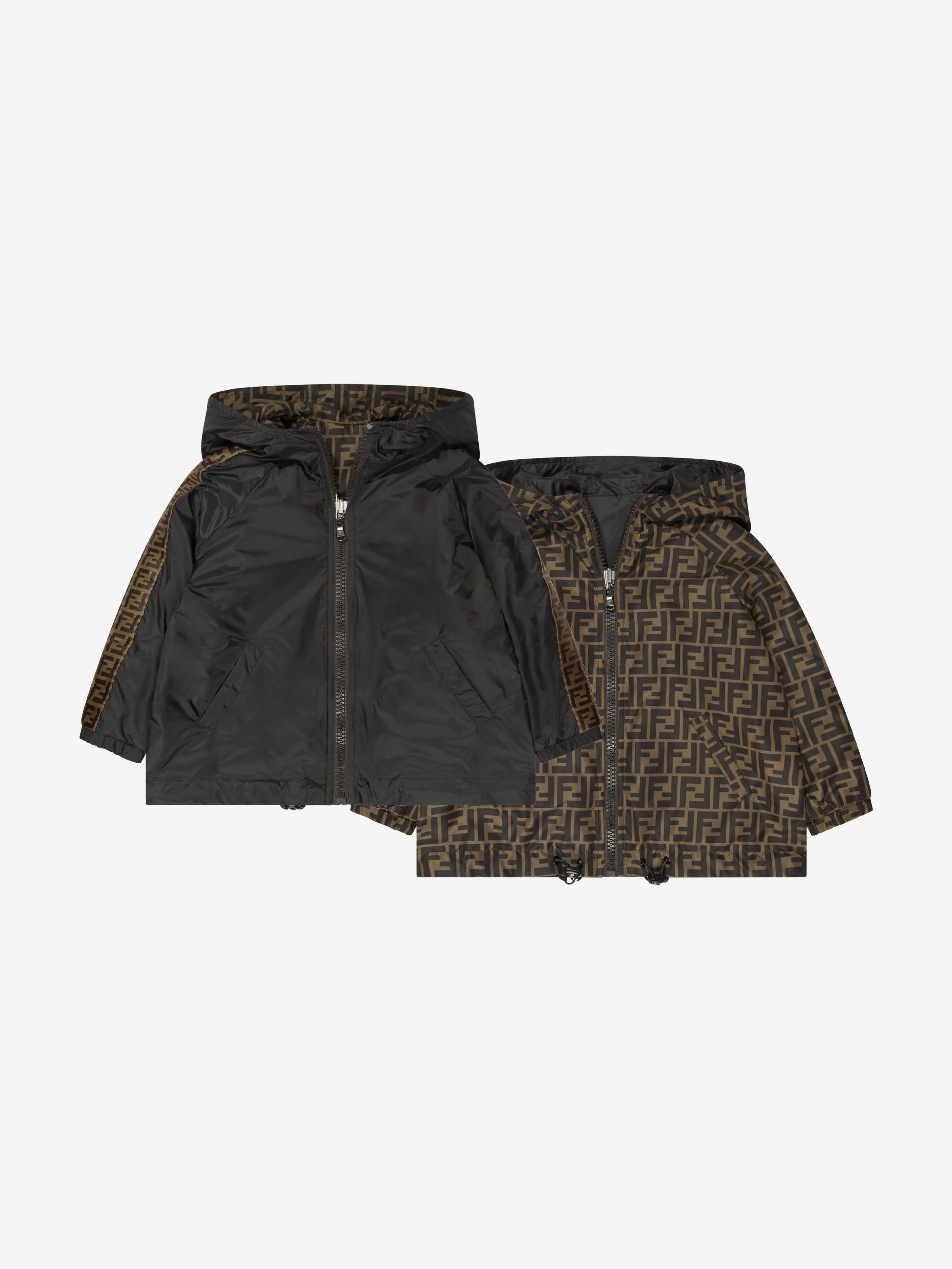 Fendi Kids Reversible FF K-Way Jacke in Schwarz