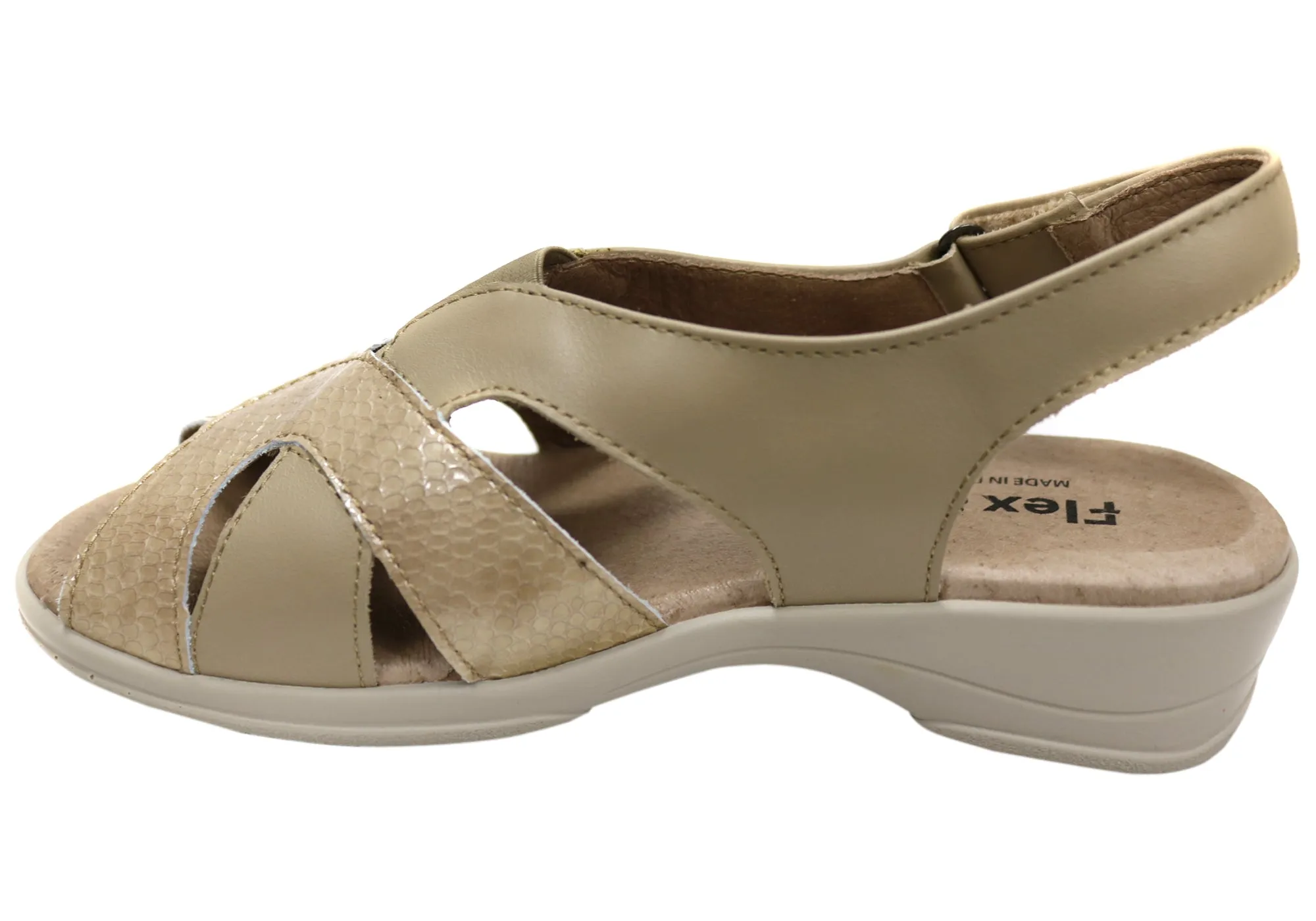 Flex & Go Hilda Damen Bequeme Ledersandalen Hergestellt in Portugal Flex & Go Schuhe