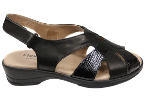 Flex & Go Hilda Damen Bequeme Ledersandalen Hergestellt in Portugal Flex & Go Schuhe