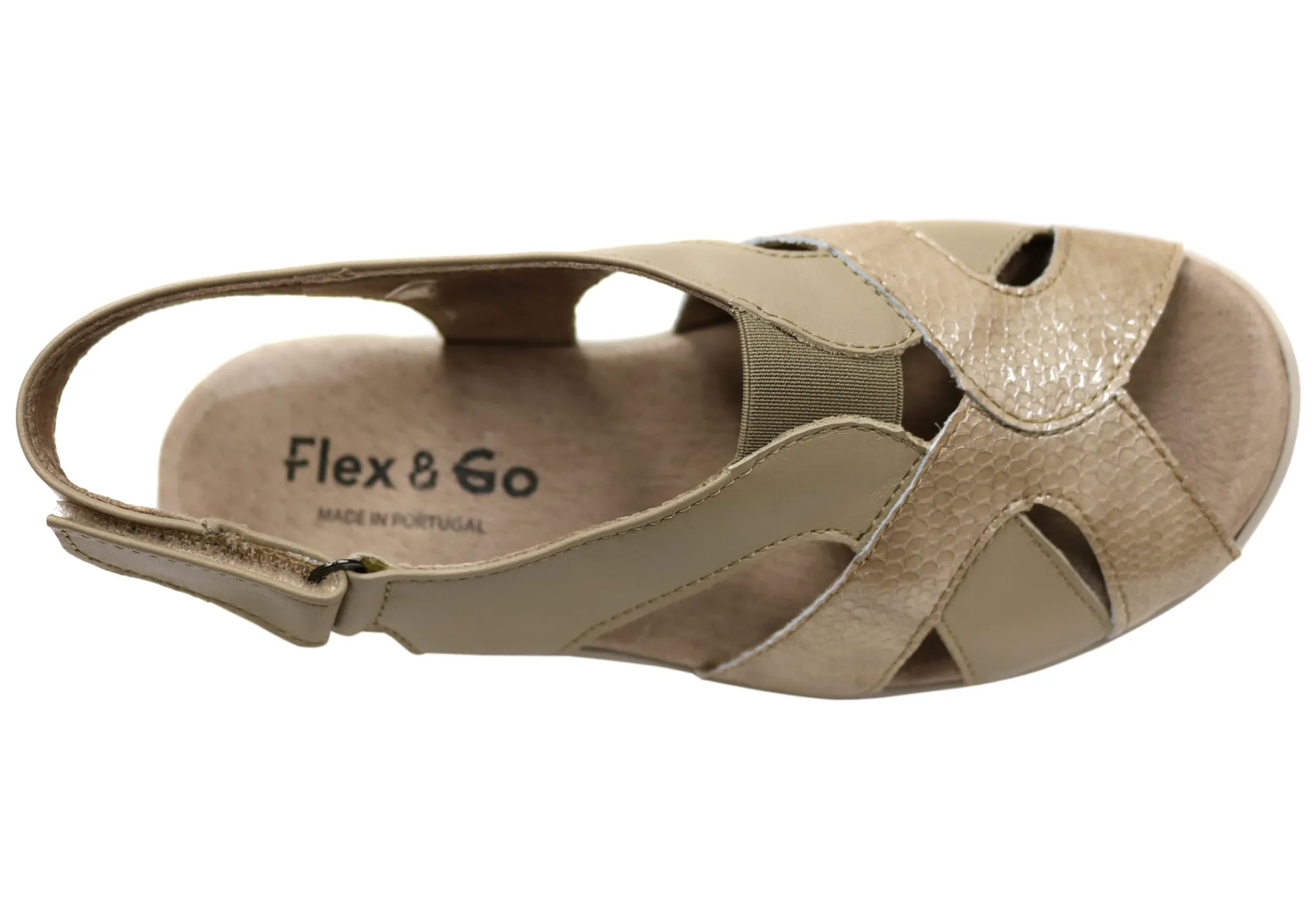 Flex & Go Hilda Damen Bequeme Ledersandalen Hergestellt in Portugal Flex & Go Schuhe