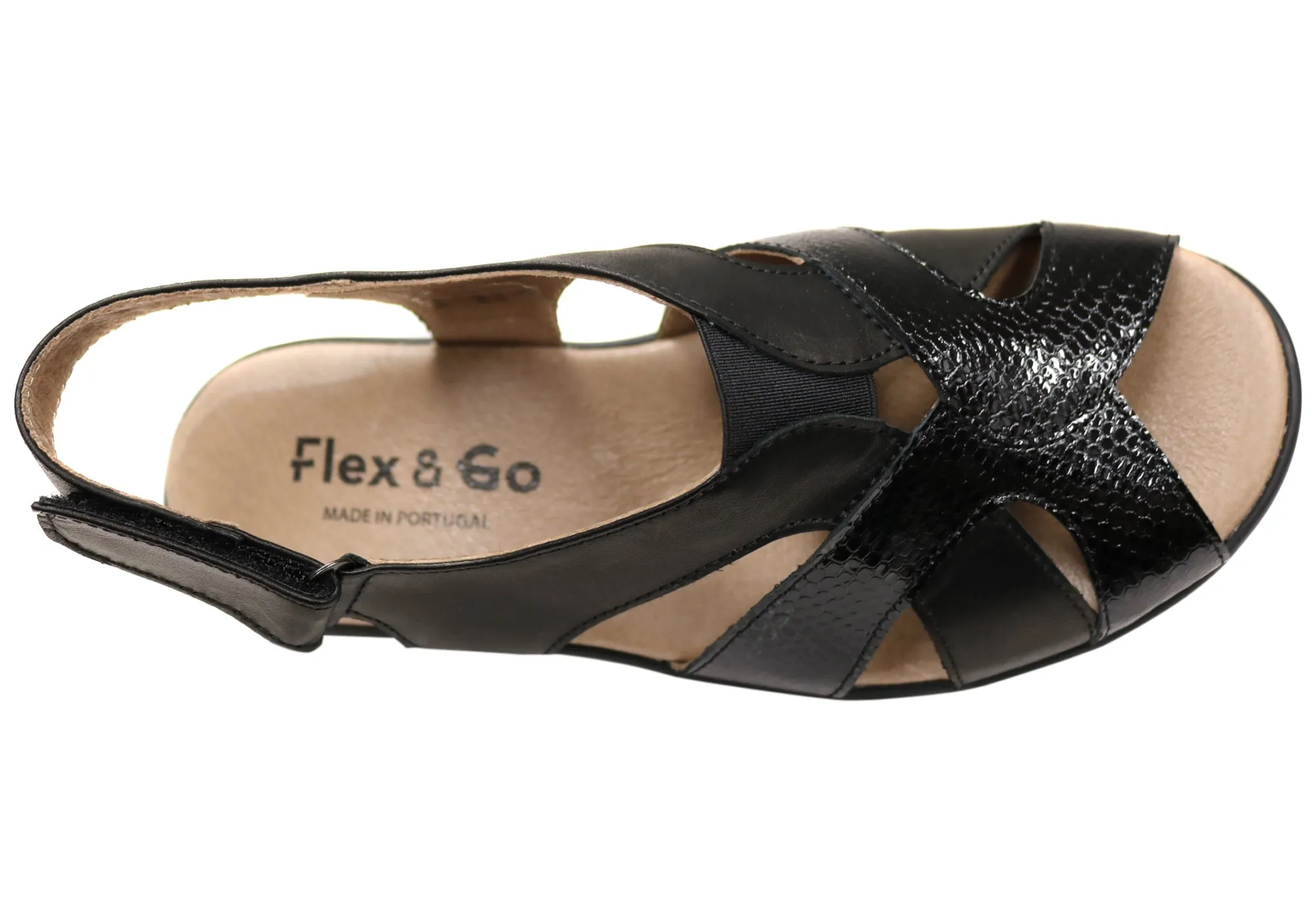 Flex & Go Hilda Damen Bequeme Ledersandalen Hergestellt in Portugal Flex & Go Schuhe