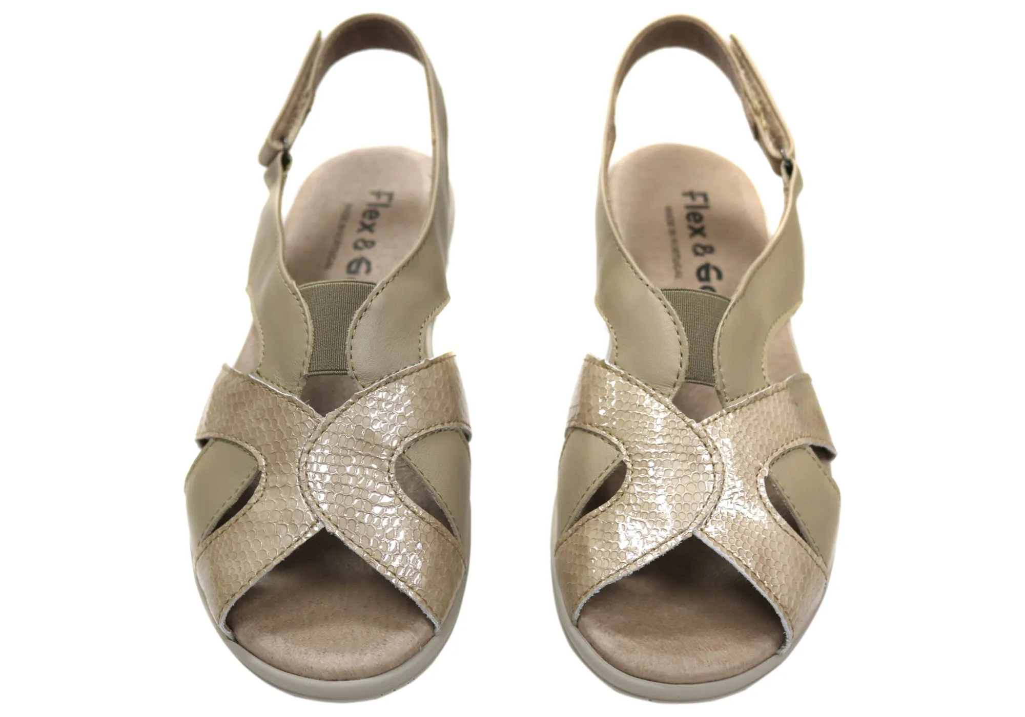 Flex & Go Hilda Damen Bequeme Ledersandalen Hergestellt in Portugal Flex & Go Schuhe