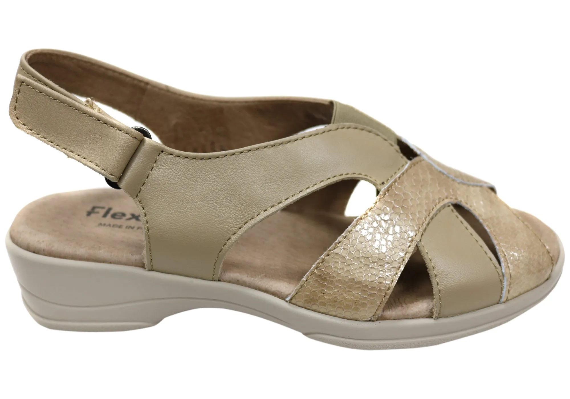 Flex & Go Hilda Damen Bequeme Ledersandalen Hergestellt in Portugal Flex & Go Schuhe