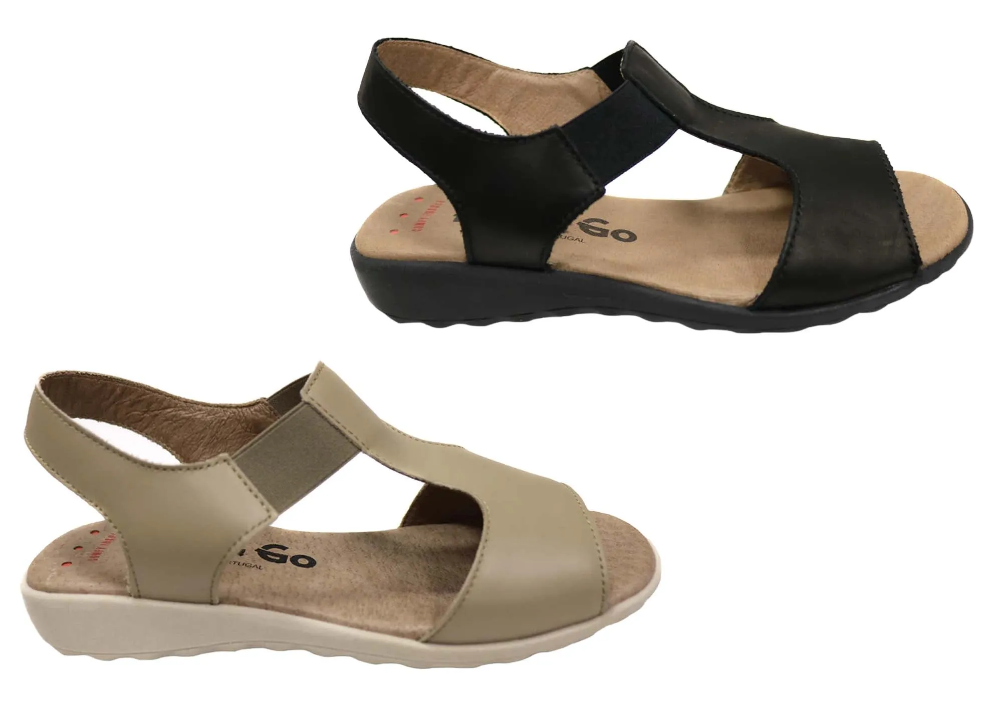 Flex & Go Honor Damen Bequeme Ledersandalen Hergestellt in Portugal Flex & Go Schuhe