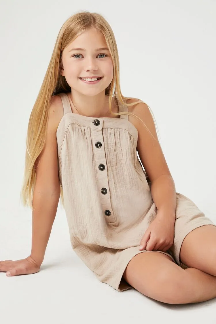 Forever 21 Mädchen Knopfleiste Overall (Kinder) Khaki Forever 21